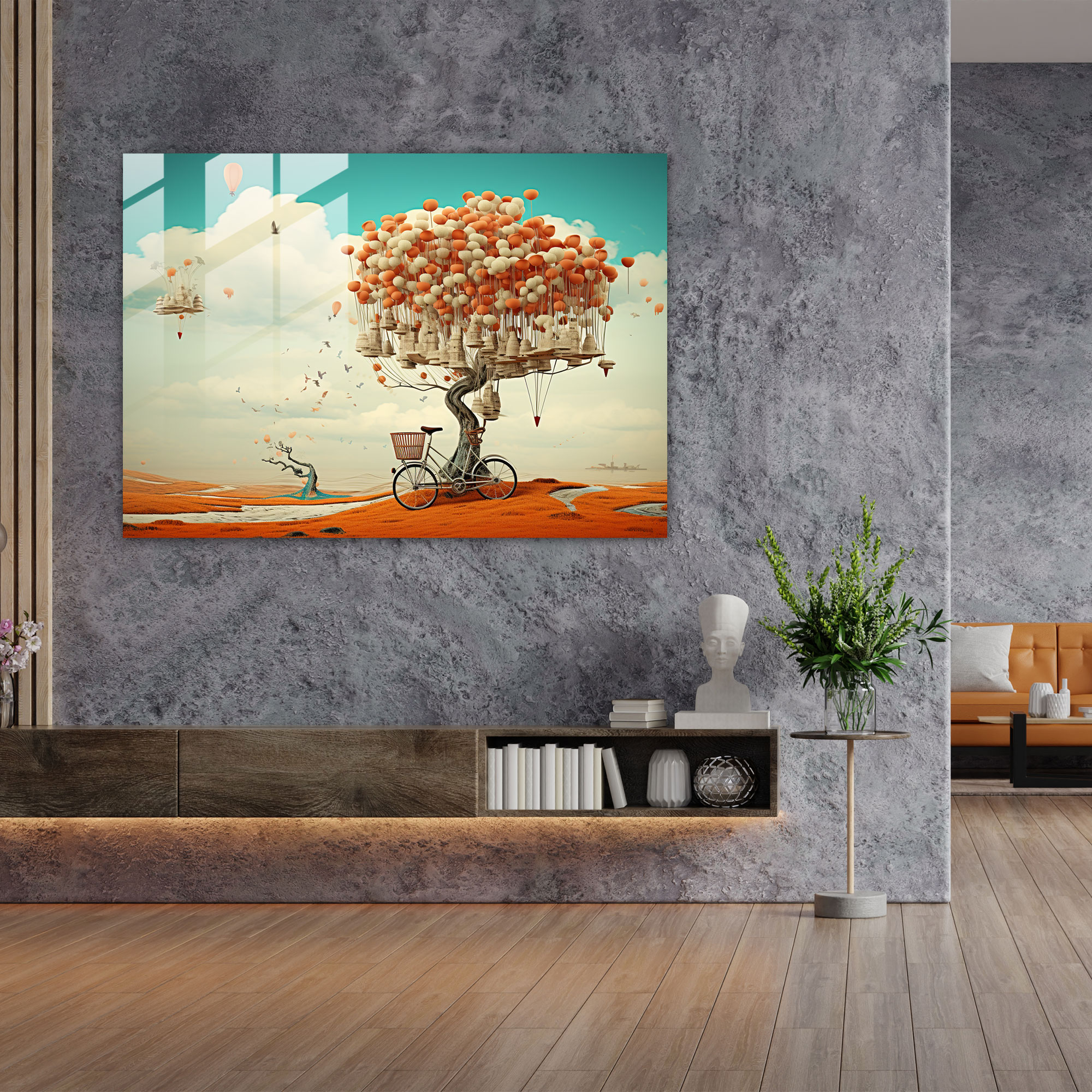 Surreal Bicycle Glass Print - Bicycle, Wall Decoration, Glass Wall Art, Home Decoration