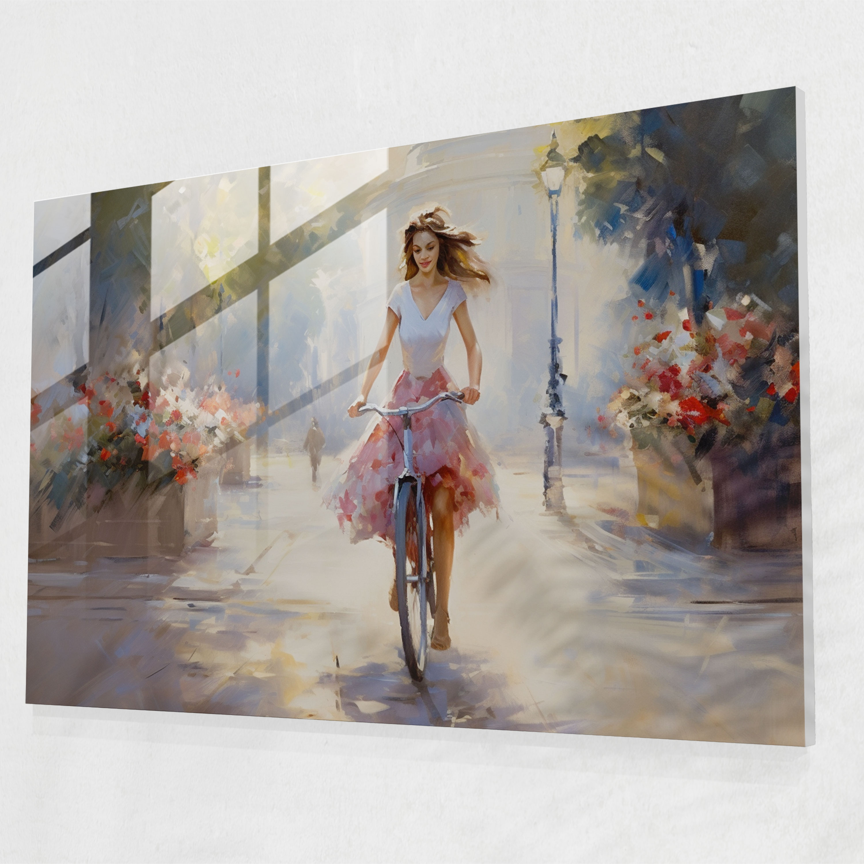 Impressionist Bicycle Glass Print - Bicycle, Romantic Ambiance, Glass Wall Art, Impressionist Painting