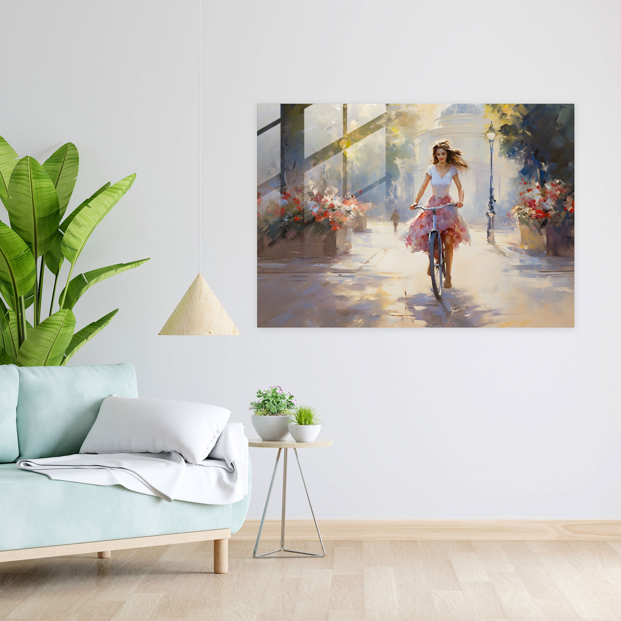 Impressionist Bicycle Glass Print - Bicycle, Romantic Ambiance, Glass Wall Art, Impressionist Painting