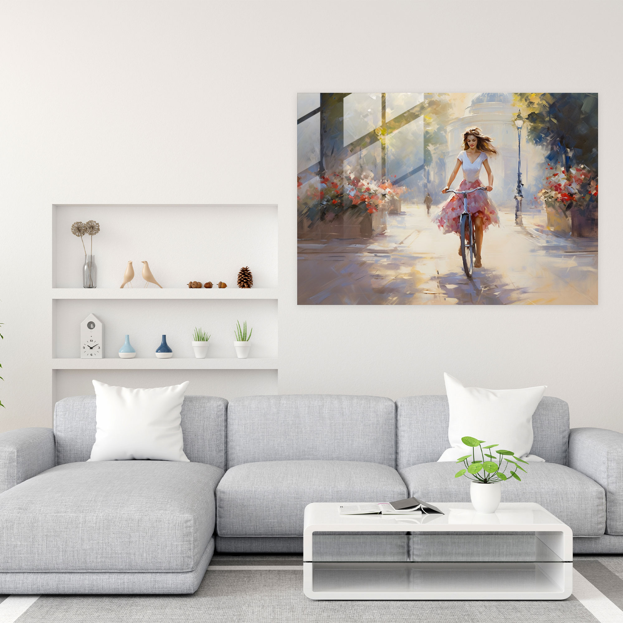 Impressionist Bicycle Glass Print - Bicycle, Romantic Ambiance, Glass Wall Art, Impressionist Painting