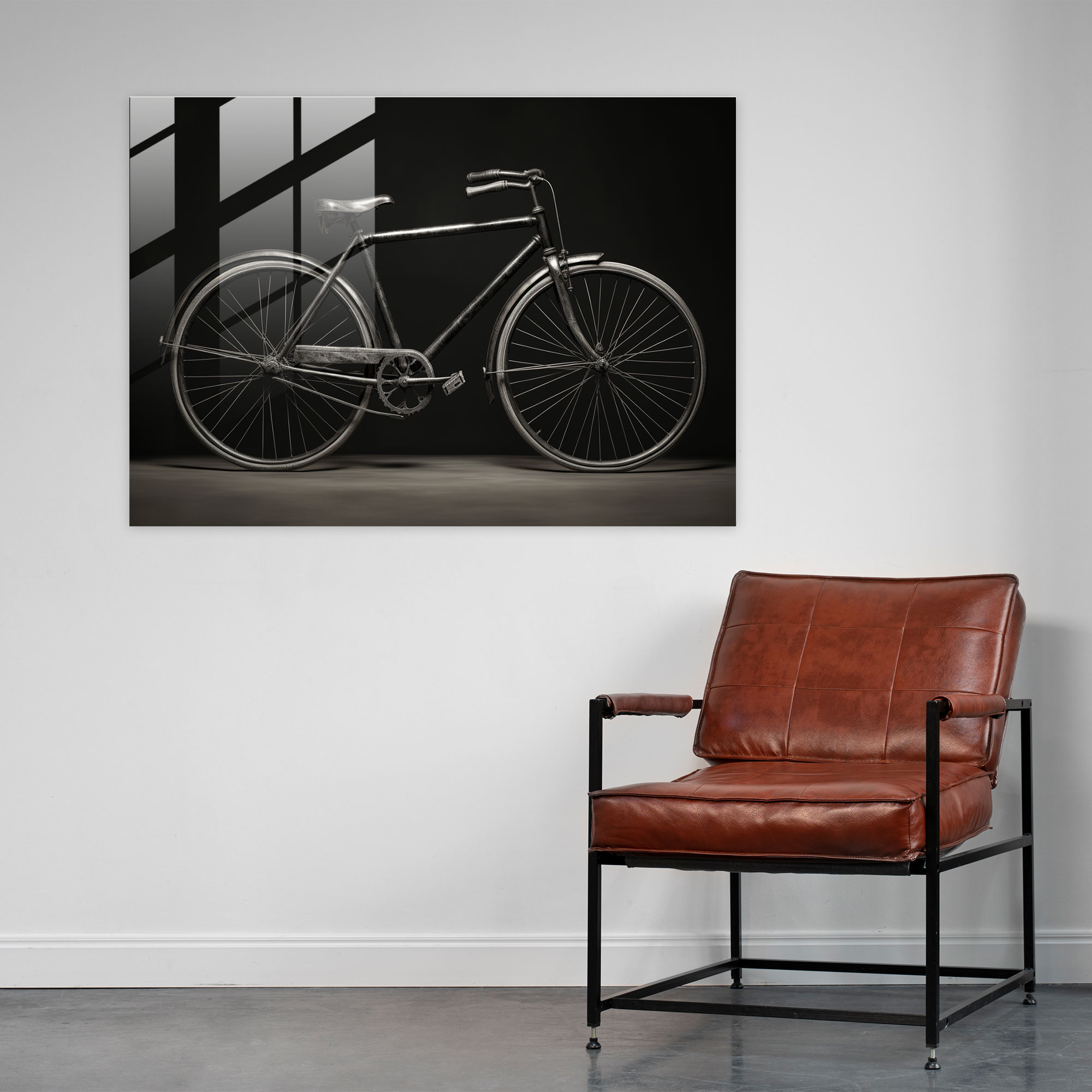 Photorealistic Bicycle Glass Print - Bicycle, Glass Art, Highly Detailed, Black And White