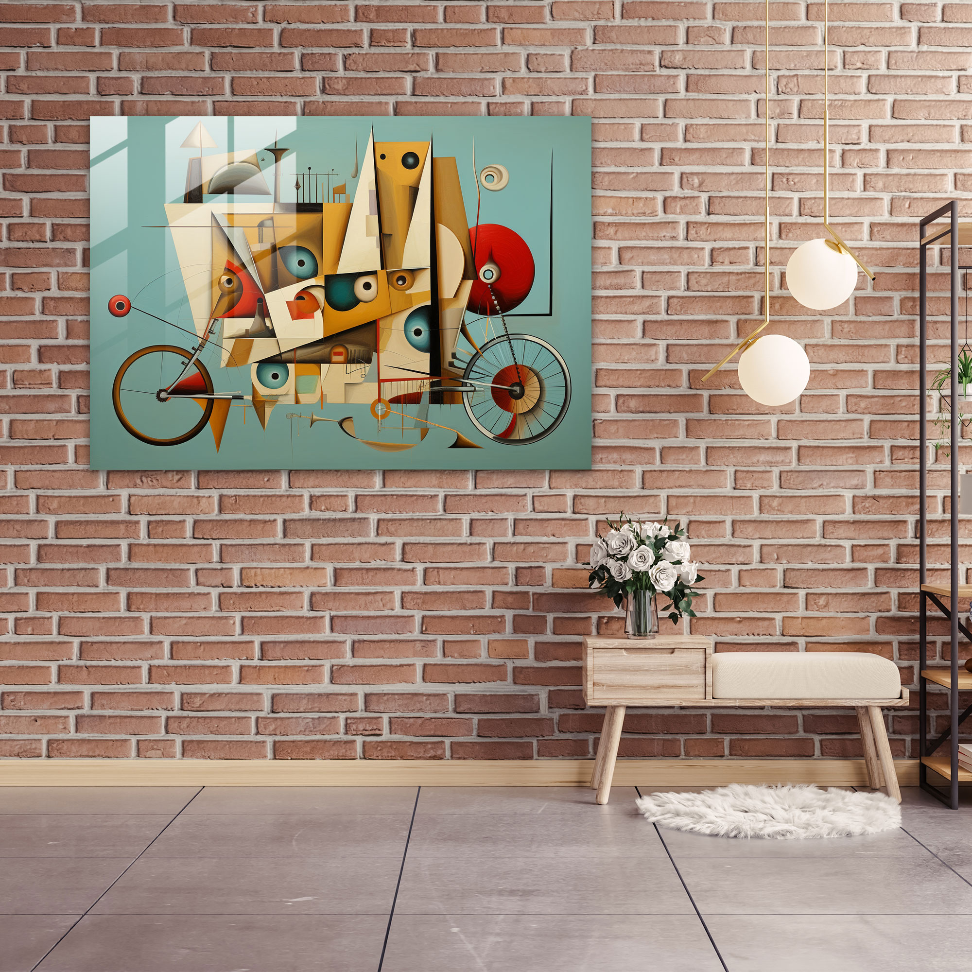 Cubist Bicycle Glass Print - Bicycle, Glass Art, Bicycle, Multiple Perspectives