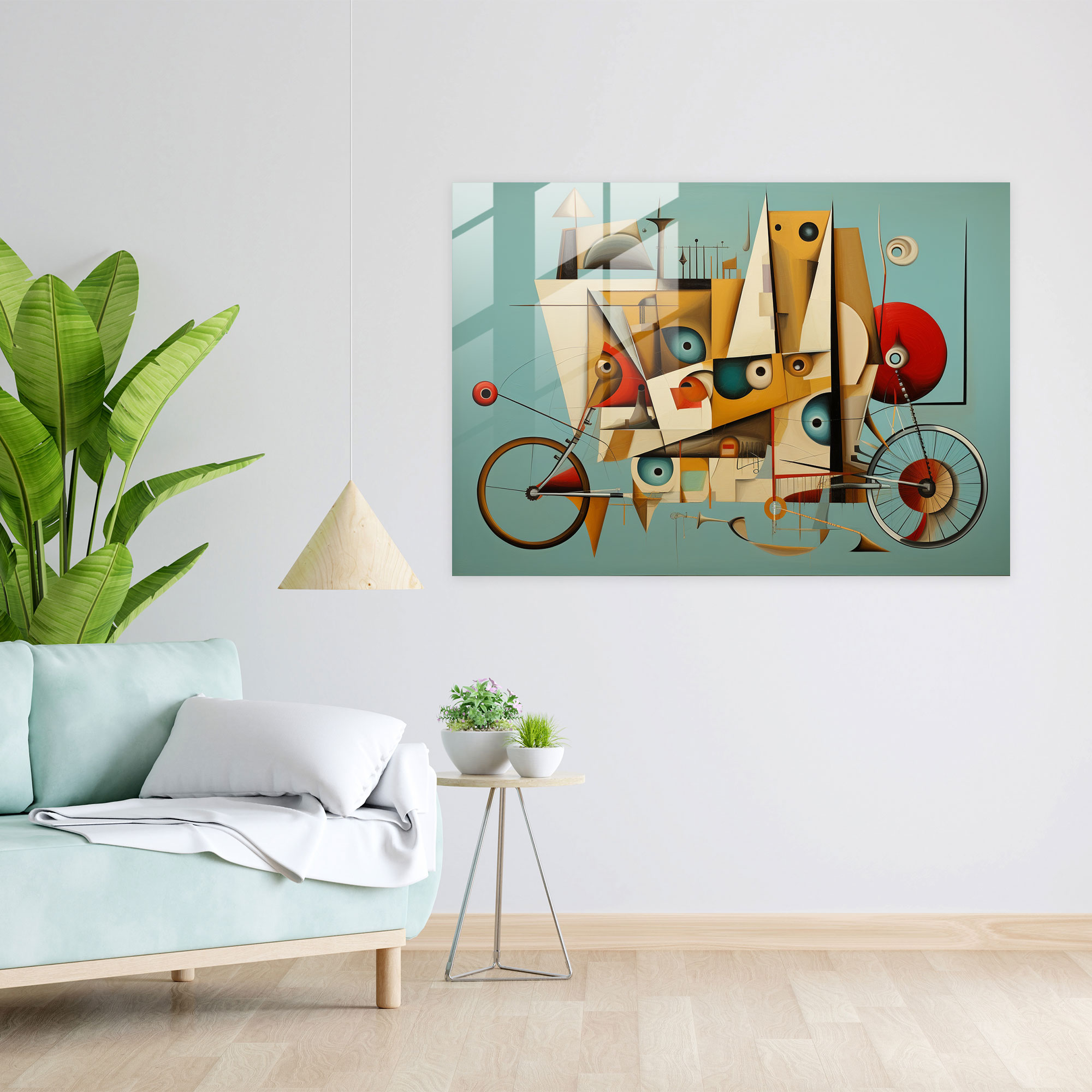 Cubist Bicycle Glass Print - Bicycle, Glass Art, Bicycle, Multiple Perspectives