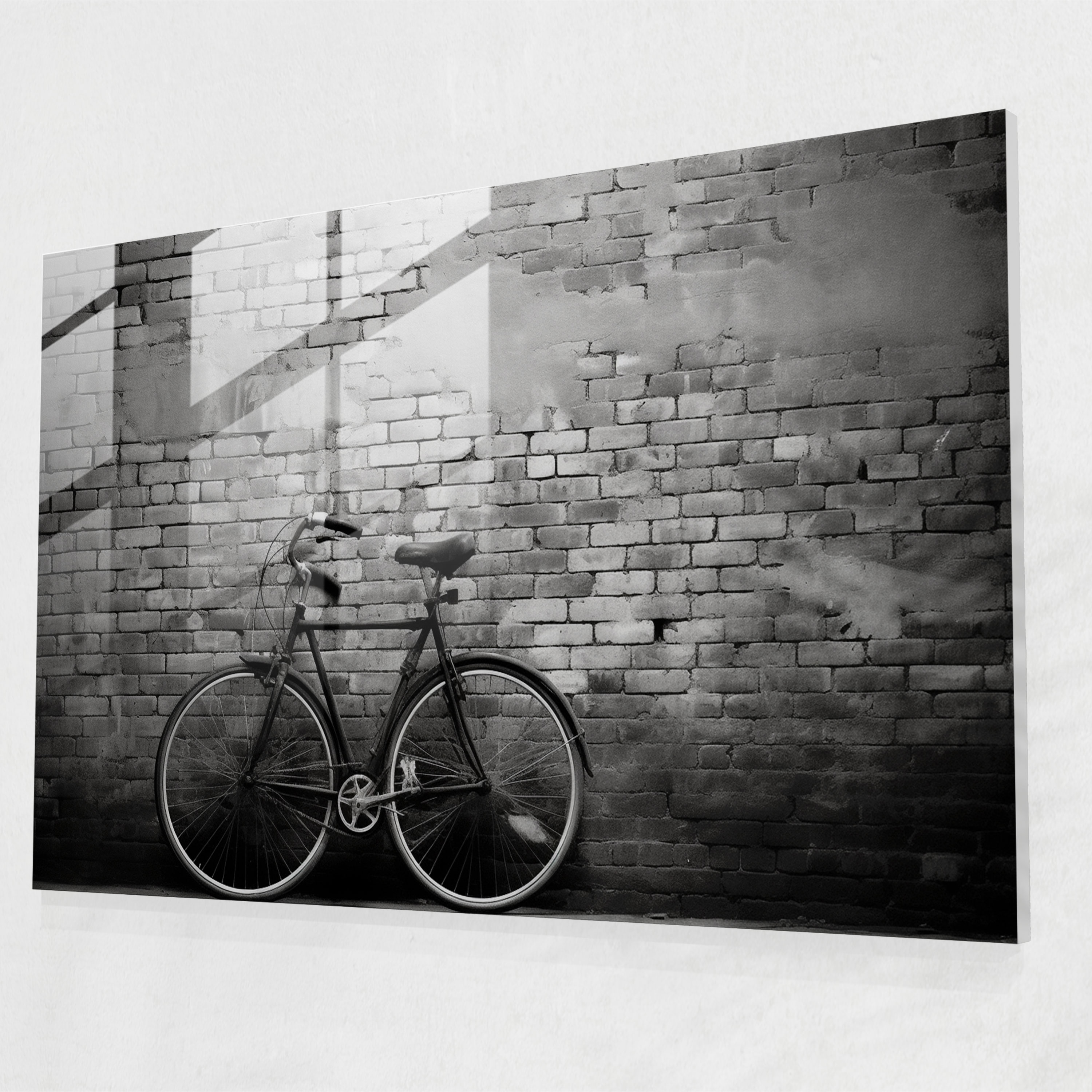 Vintage Bicycle Glass Print - Bicycle, Black And White, Wall Decoration, Bicycle