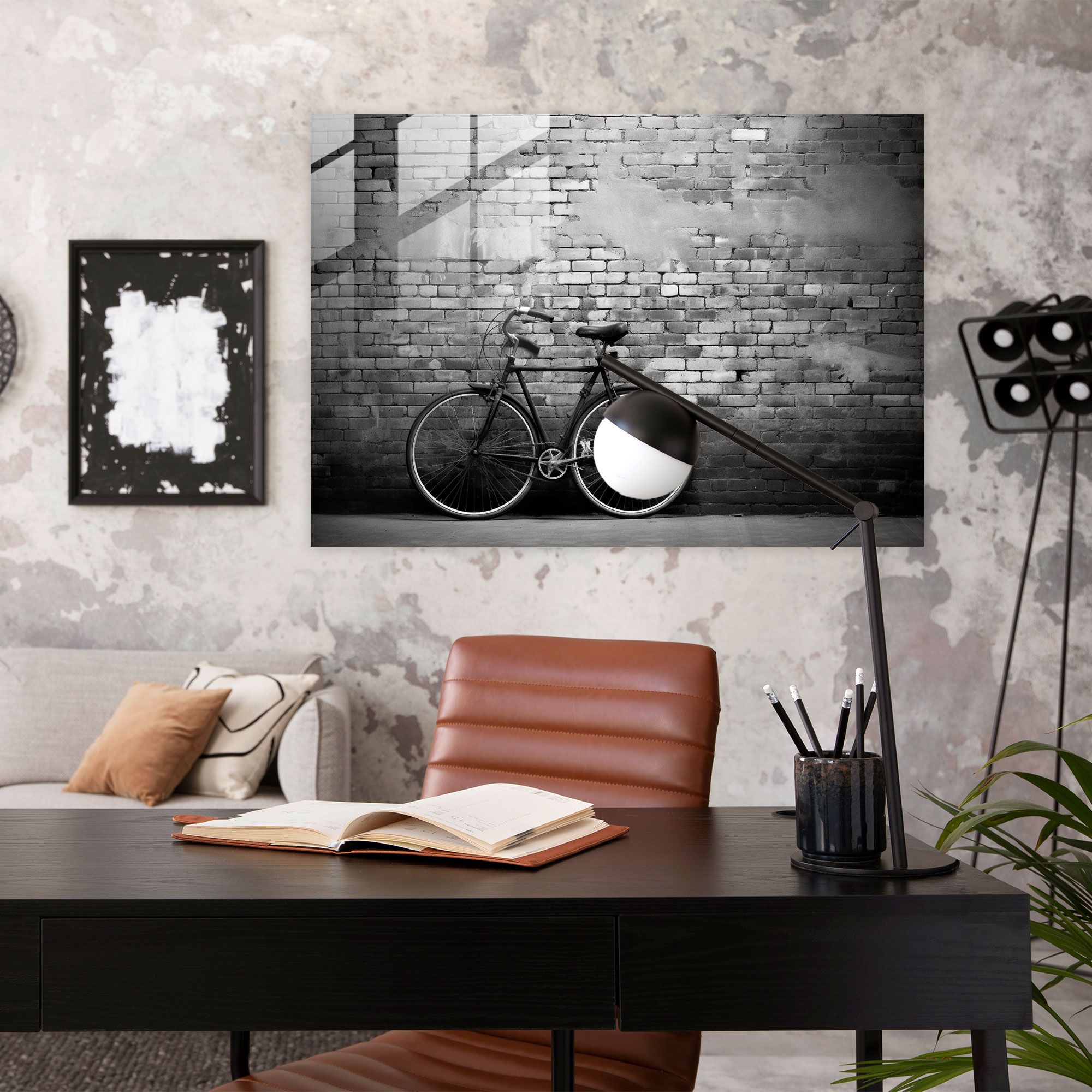 Vintage Bicycle Glass Print - Bicycle, Black And White, Wall Decoration, Bicycle