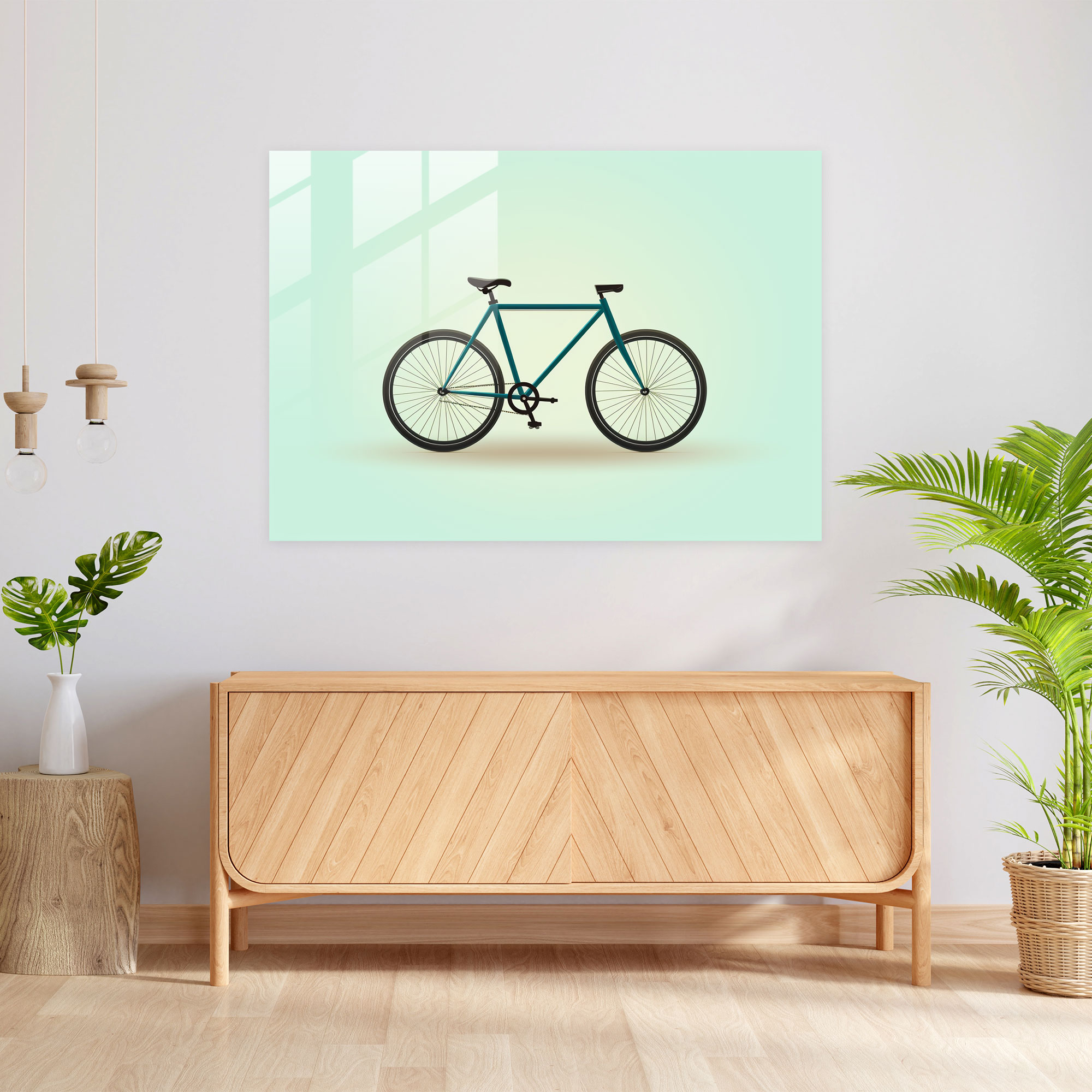 Minimalistic Bicycle Glass Print - Bicycle, Bicycle, Glass Print, Modern Art