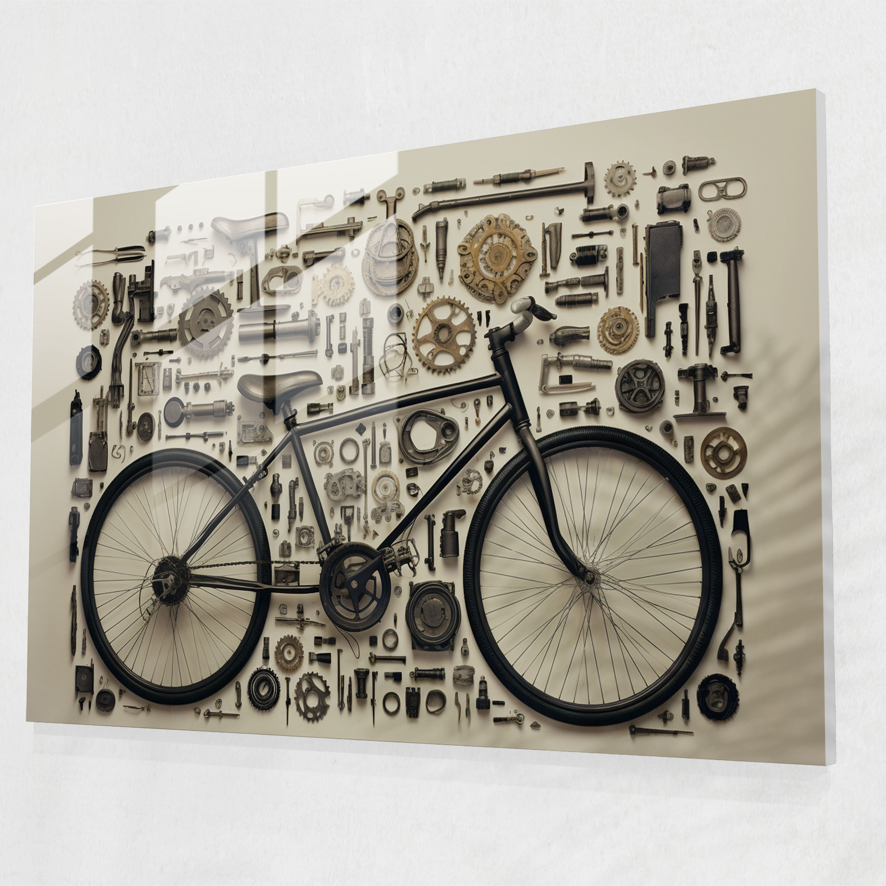 Bicycle Collage Glass Print - Bicycle, Bicycle, Glass Art, Unique Design