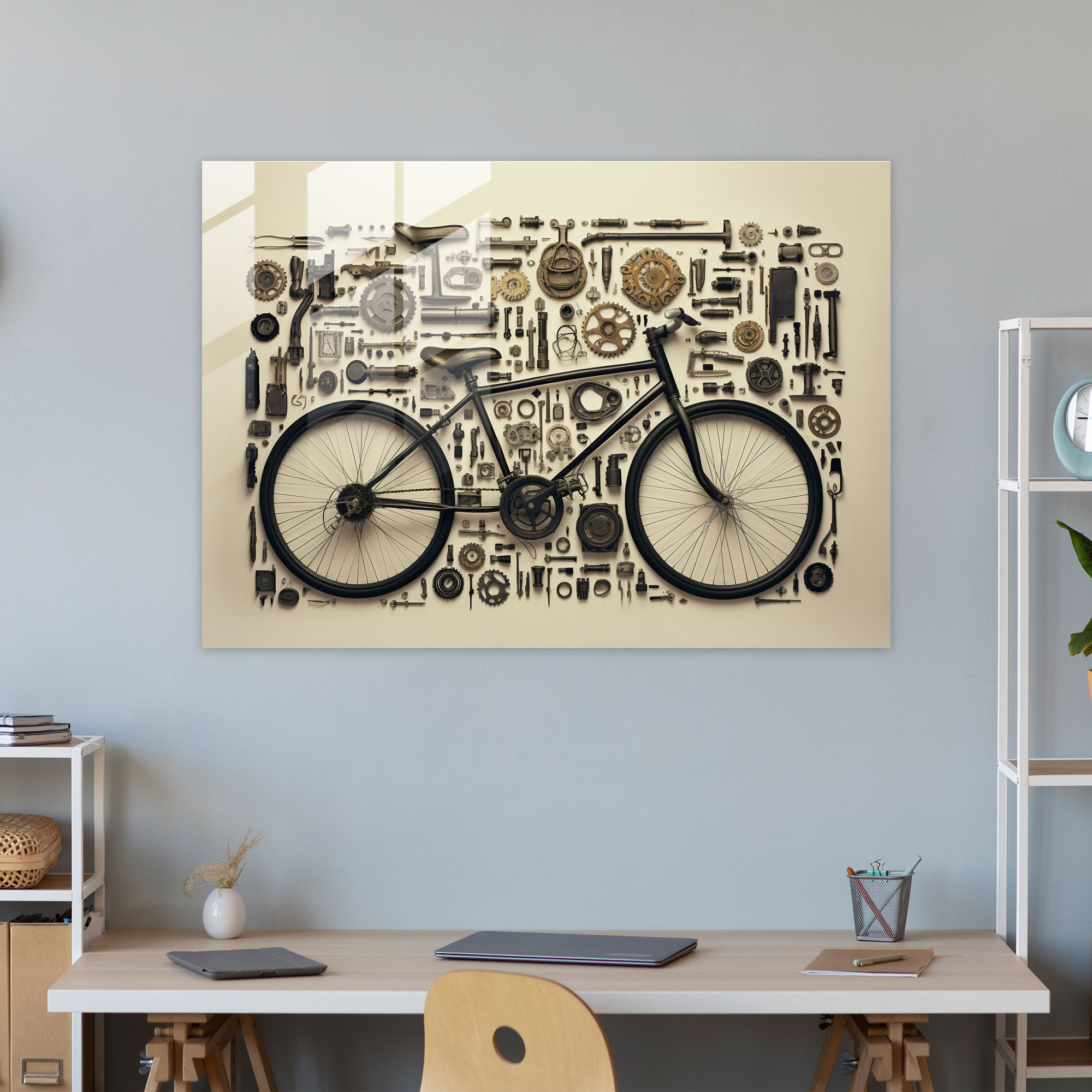 Bicycle Collage Glass Print - Bicycle, Bicycle, Glass Art, Unique Design