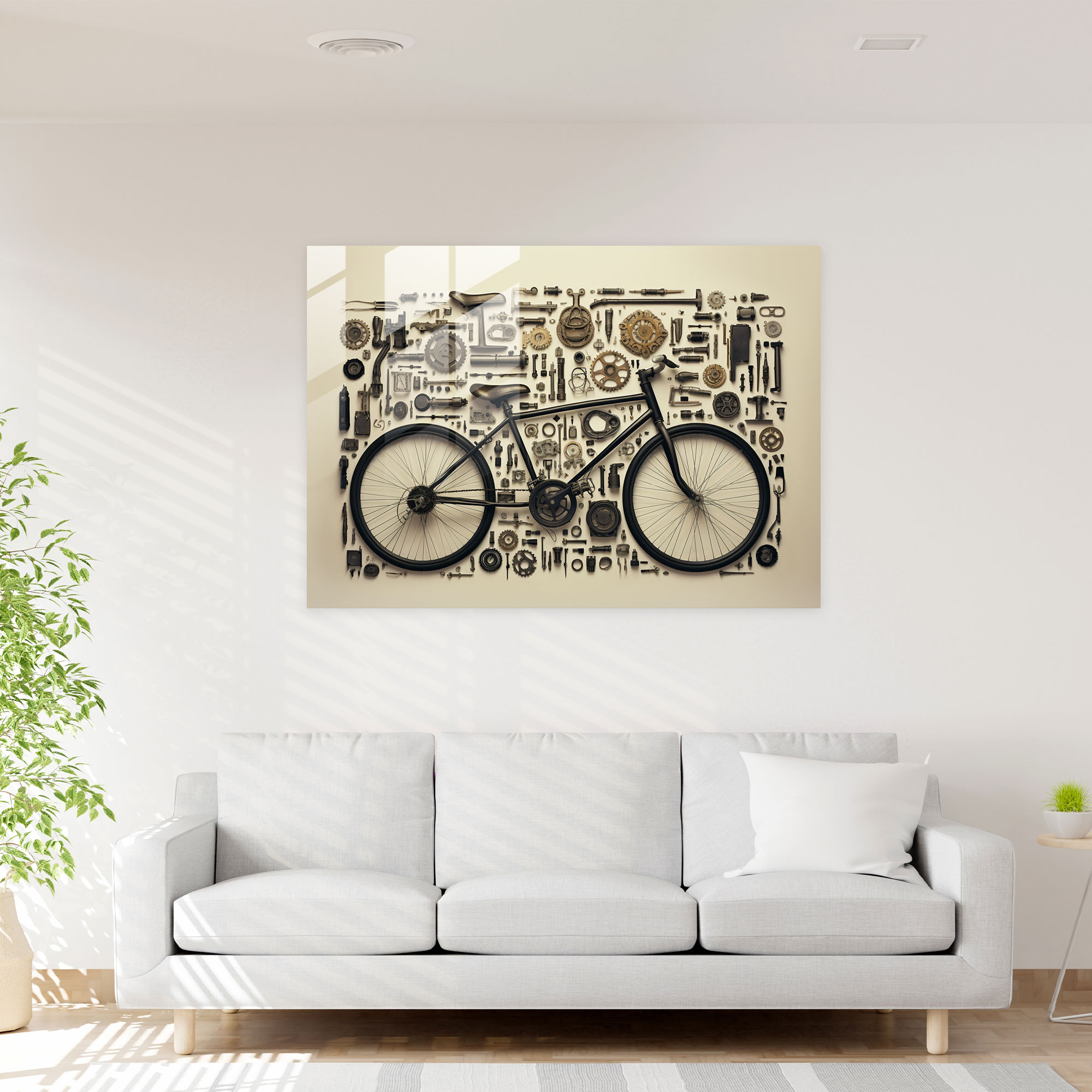 Bicycle Collage Glass Print - Bicycle, Bicycle, Glass Art, Unique Design