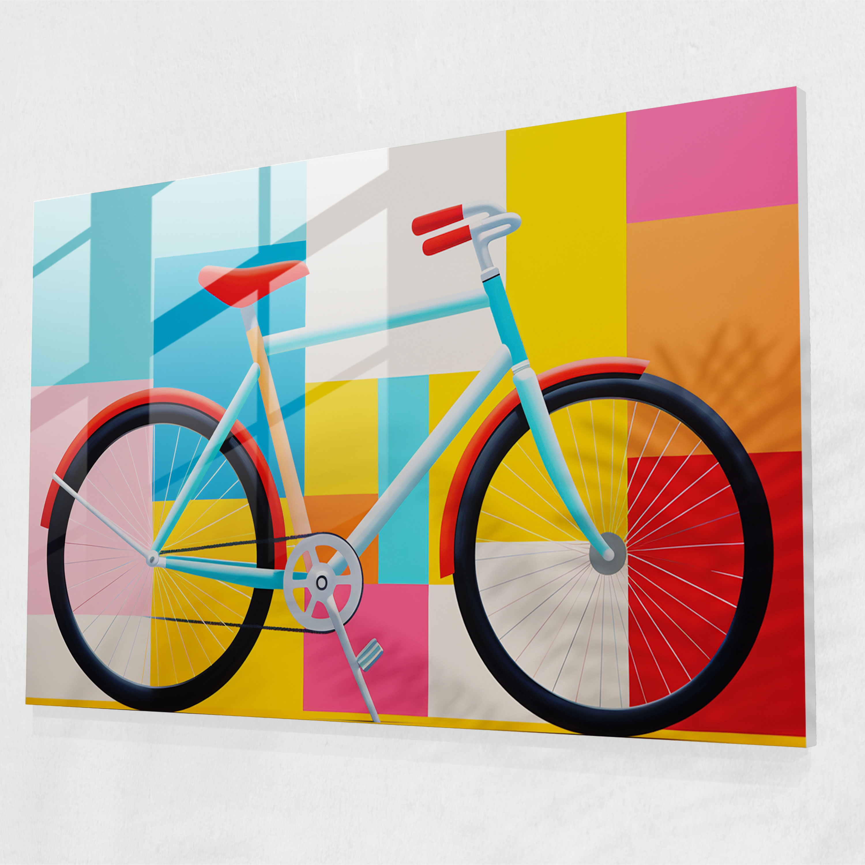 Pop Art Bicycle Glass Print - Bicycle, Bold, Modern Art, Glass Wall Art