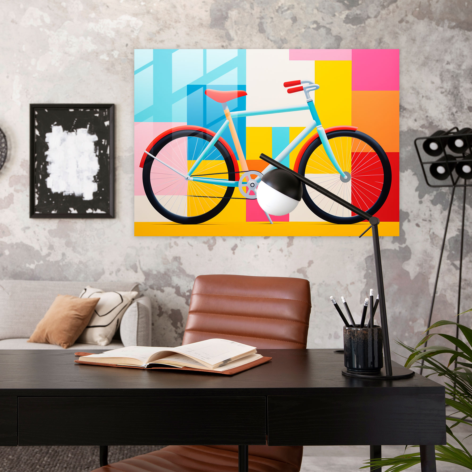 Pop Art Bicycle Glass Print - Bicycle, Bold, Modern Art, Glass Wall Art