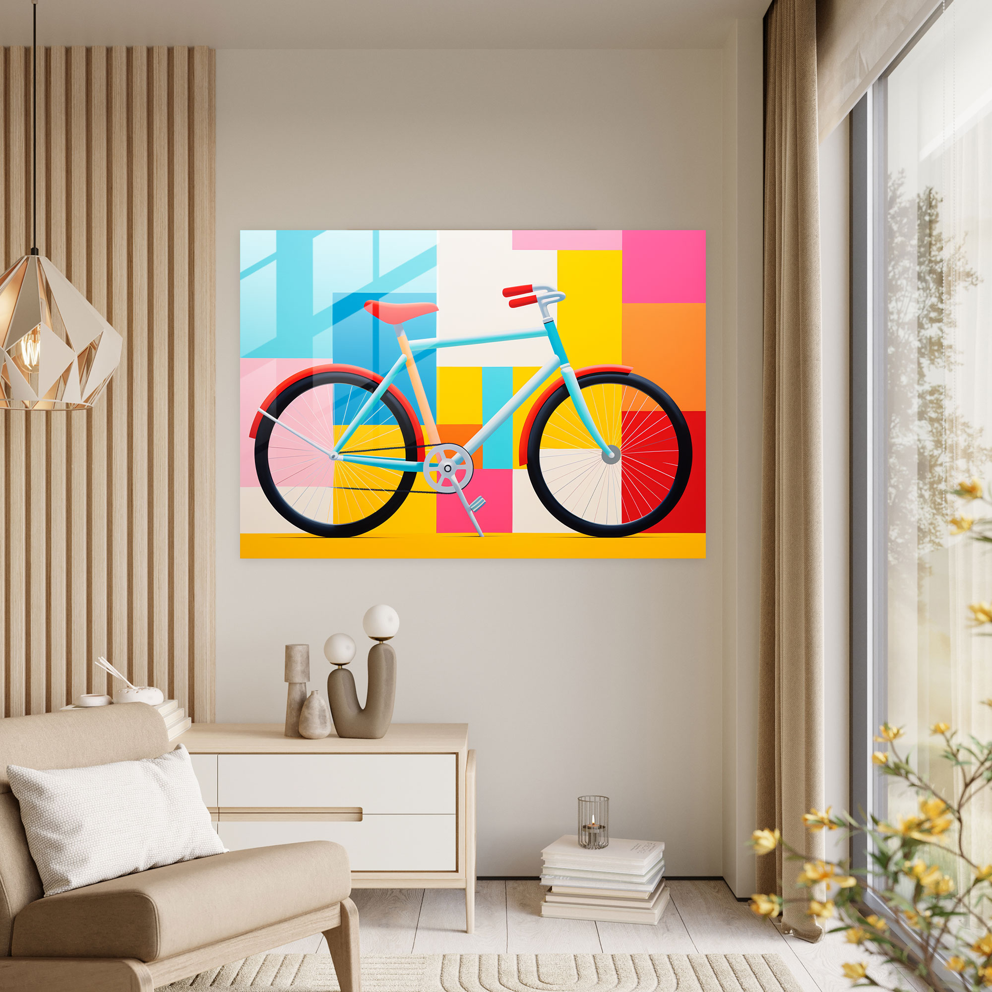 Pop Art Bicycle Glass Print - Bicycle, Bold, Modern Art, Glass Wall Art
