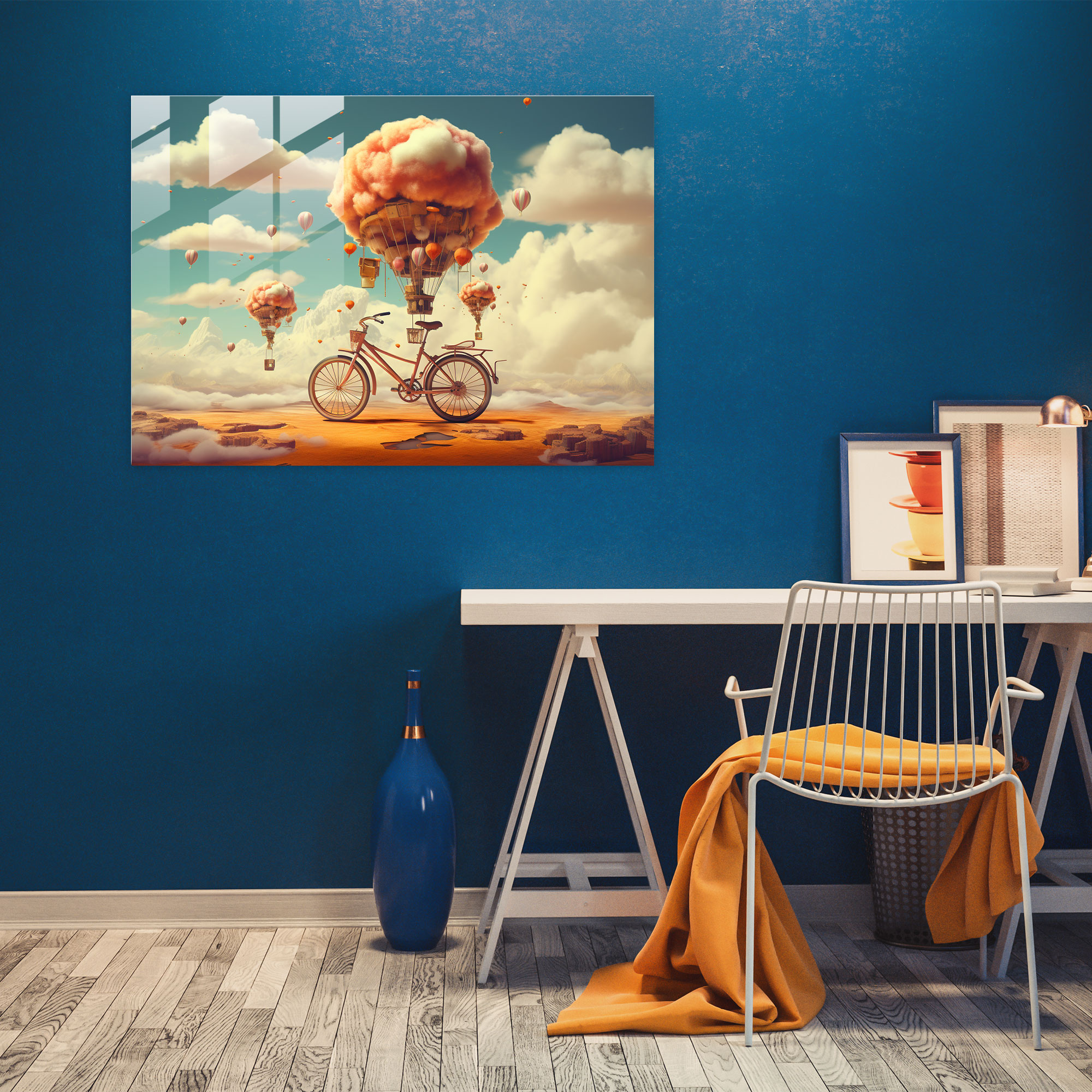 Surreal Bicycle Glass Print - Bicycle, Bicycle, Modern Art, Glass Art