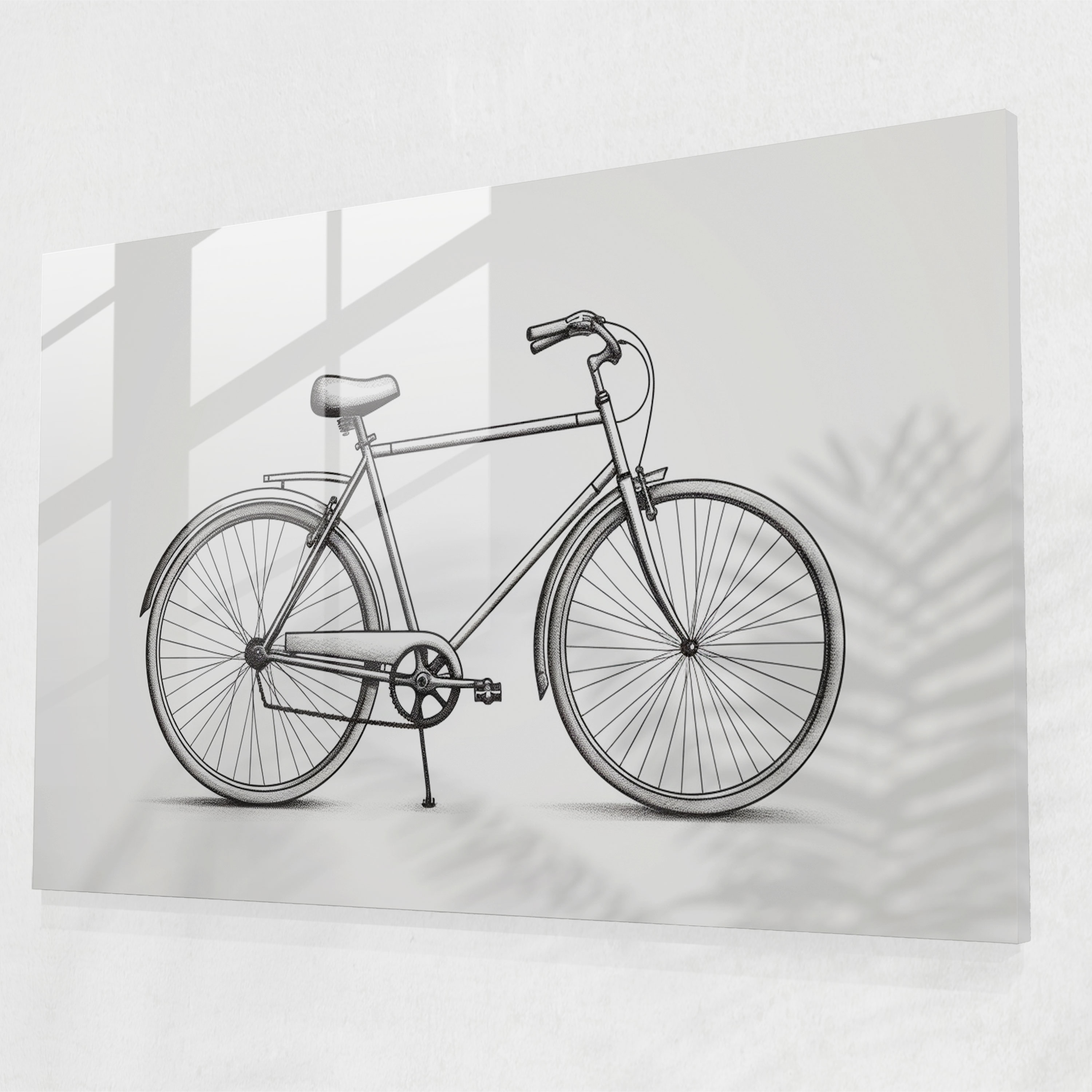 Bicycle Modern Art - Bicycle, Home Decoration, Simplicity, Glass Print