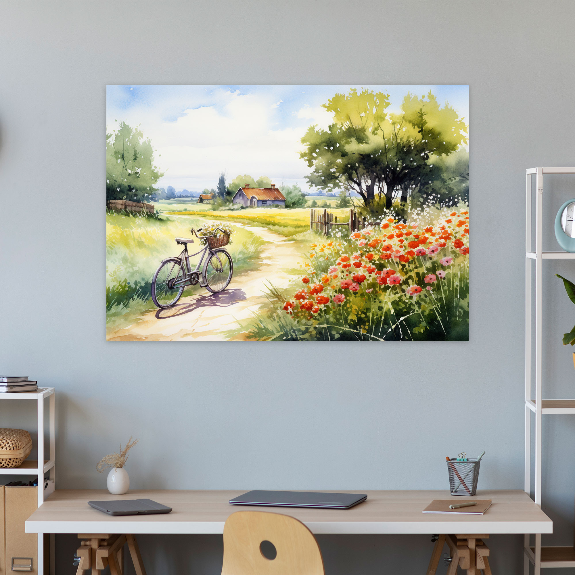 Bicycle Wall Art - Bicycle, Home Decoration, Countryside Landscape, Wall Art