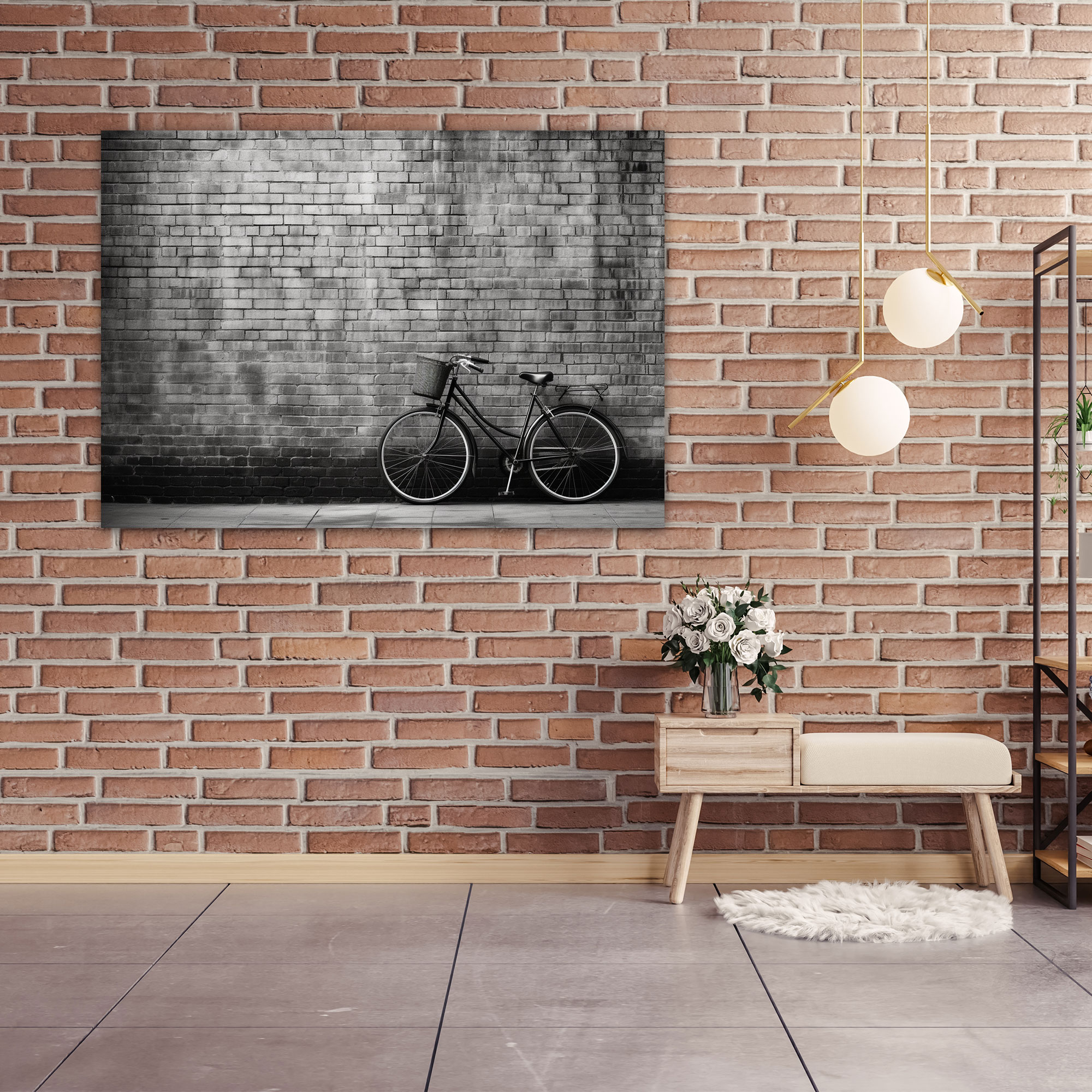 Vintage Bicycle Canvas Print - Bicycle, Bicycle, Wall Art, Old Brick Wall