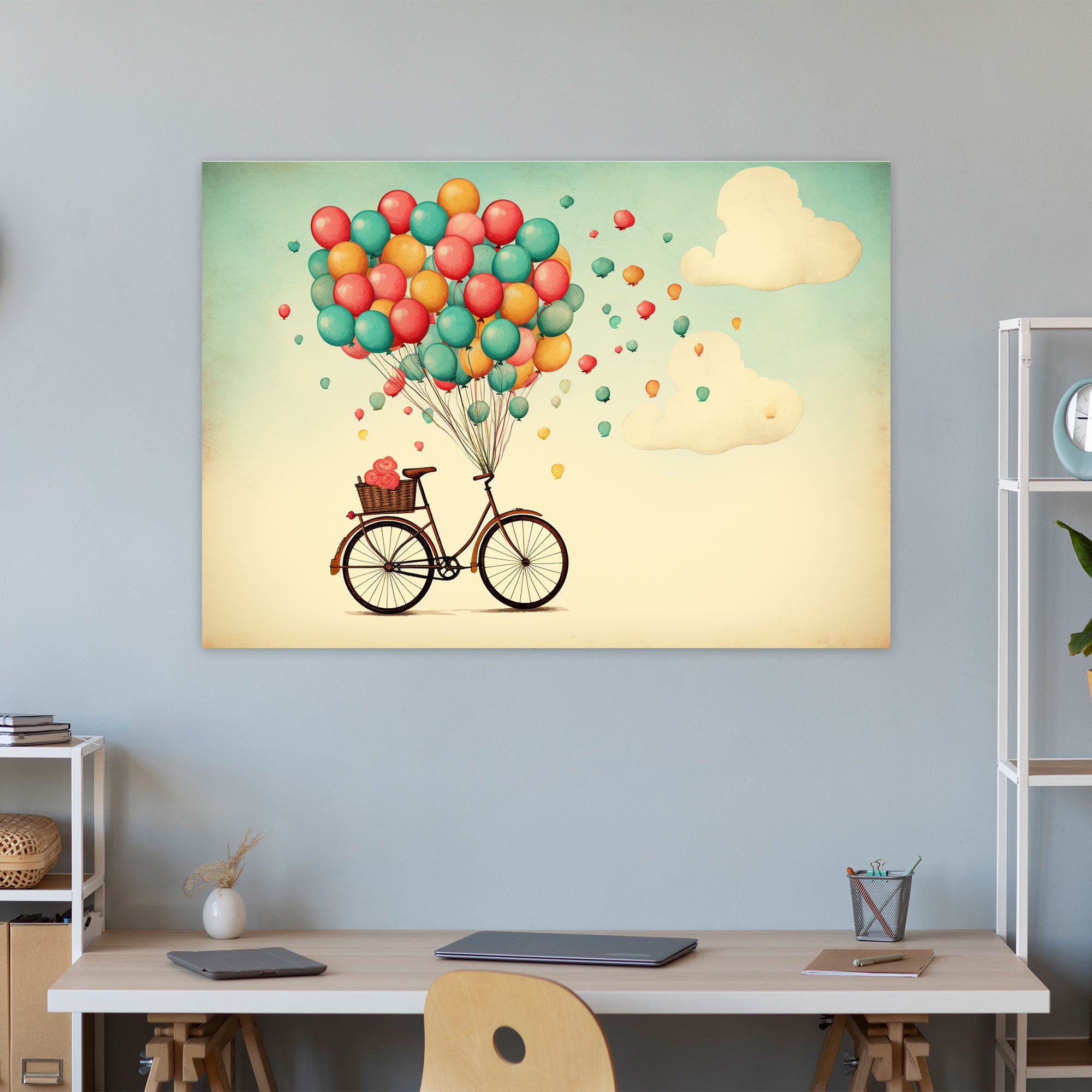 Whimsical Bicycle Wall Art - Bicycle, Delightful Atmosphere, Canvas Print, Imagination