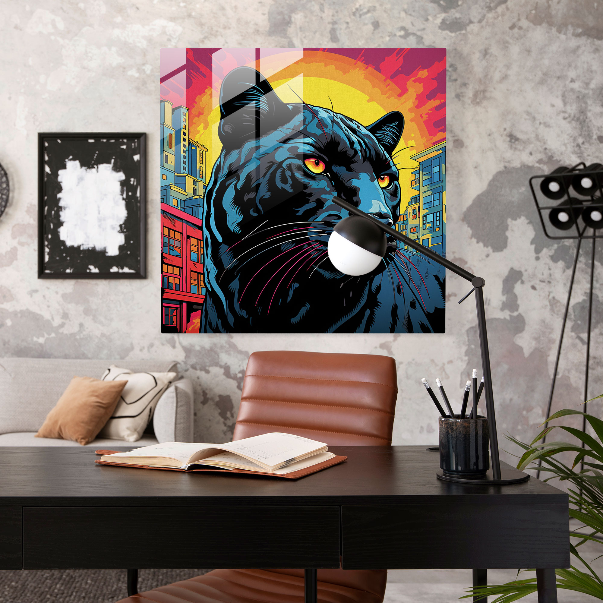 Urban Fierce Panther Glass Print - Black Panther, Black Panther, Home Decoration, Wall Decoration