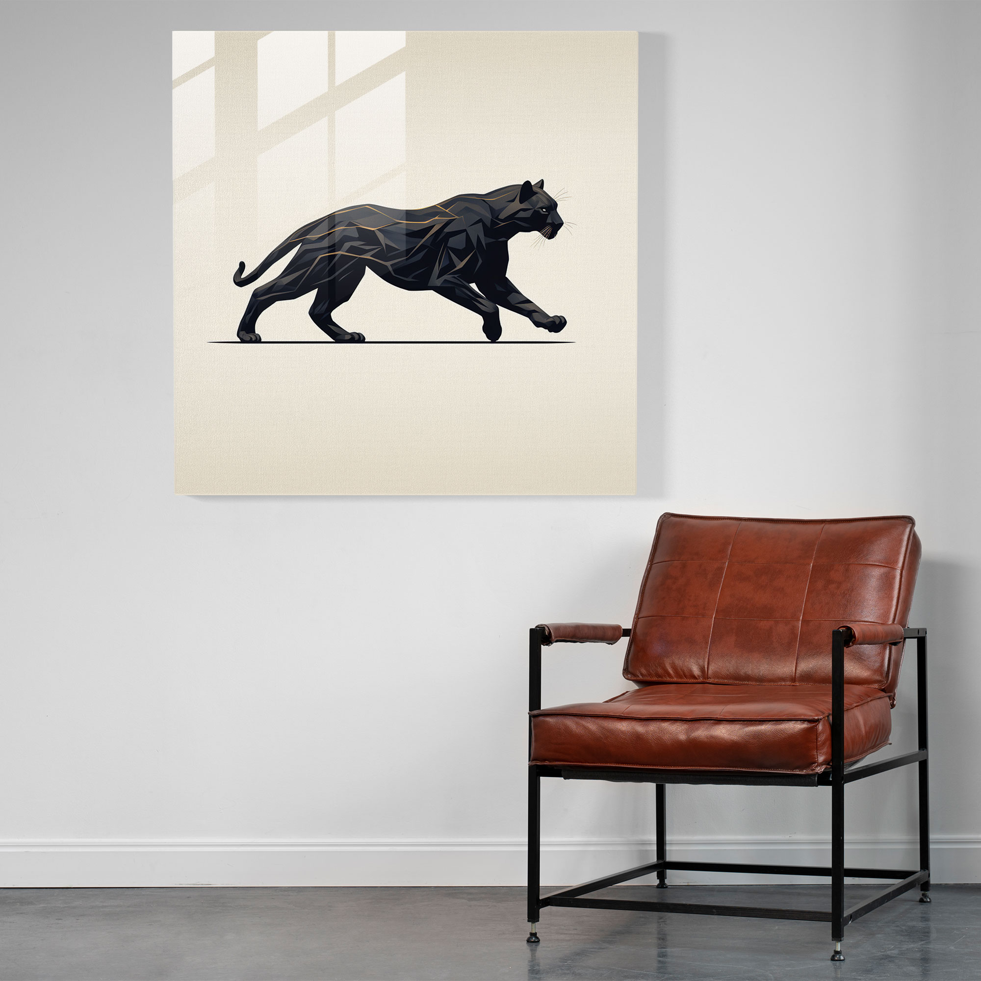 Sleek Lines Black Panther Glass Print - Black Panther, Elegance, Glass Art, Minimalist Line Art