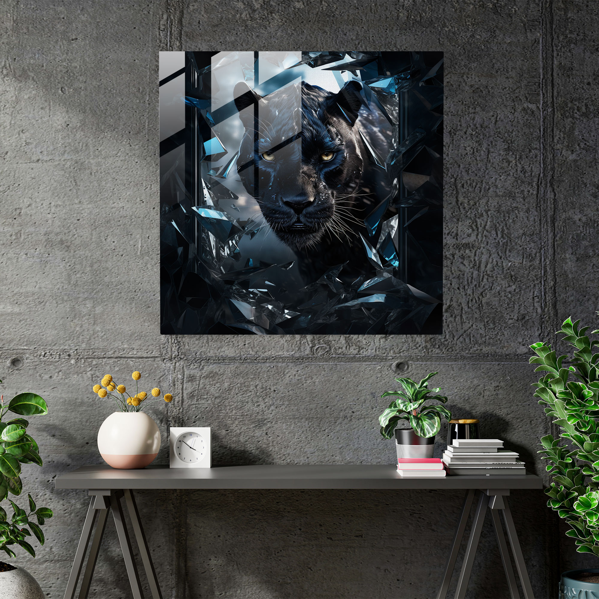 Resilient Power Black Panther Glass Print - Black Panther, Glass Print, Modern Art, Wall Decoration