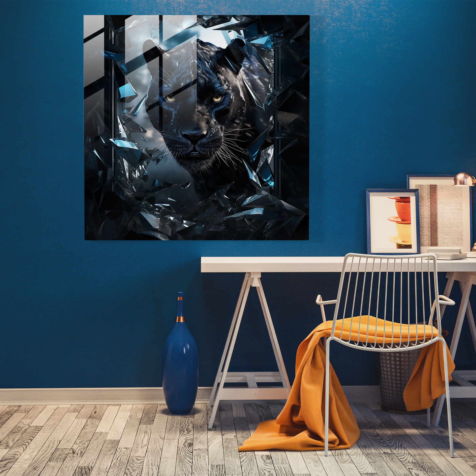 Resilient Power Black Panther Glass Print - Black Panther, Glass Print, Modern Art, Wall Decoration