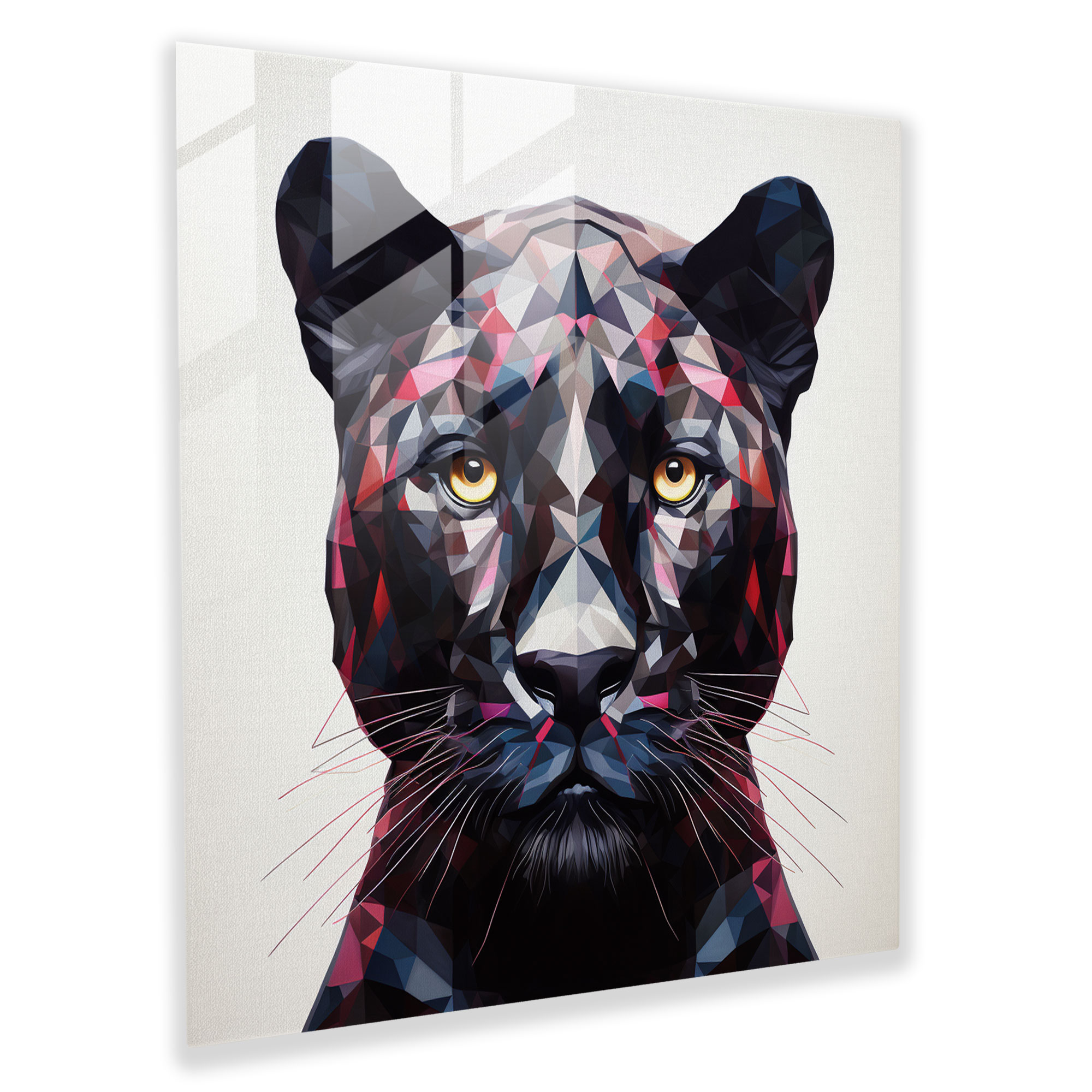 Contemporary Geometry Black Panther Glass Print - Black Panther, Lines, Wall Decoration, Glass Art
