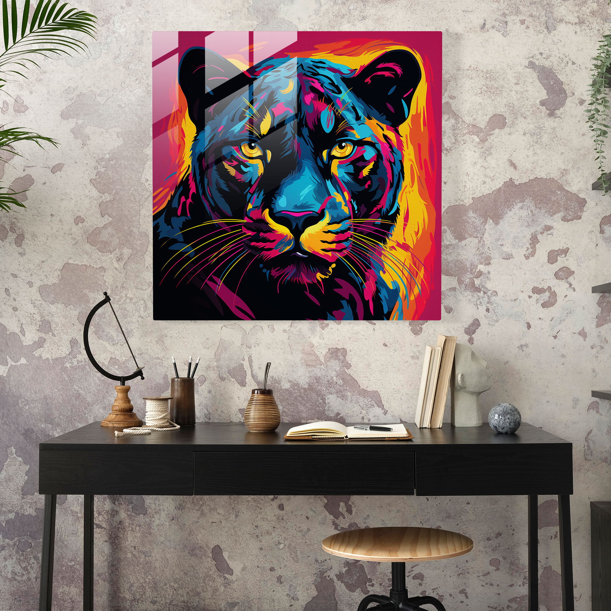 Lively Energy Black Panther Glass Print - Black Panther, Glass Art, Pop Art, Modern Art