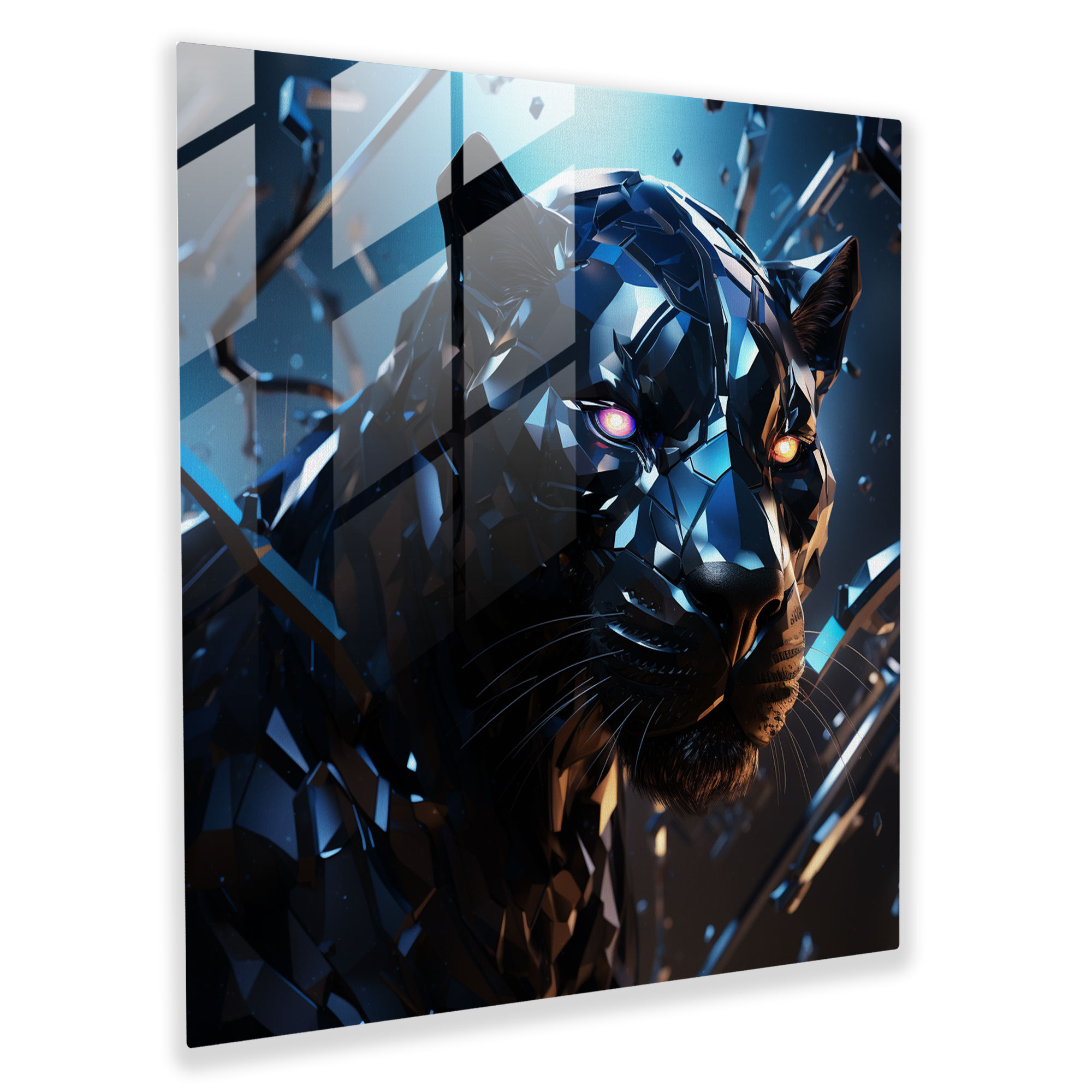 Sci-Fi Splendor Black Panther Glass Print - Black Panther, Black Panther, Glass Art, Glass Wall Art