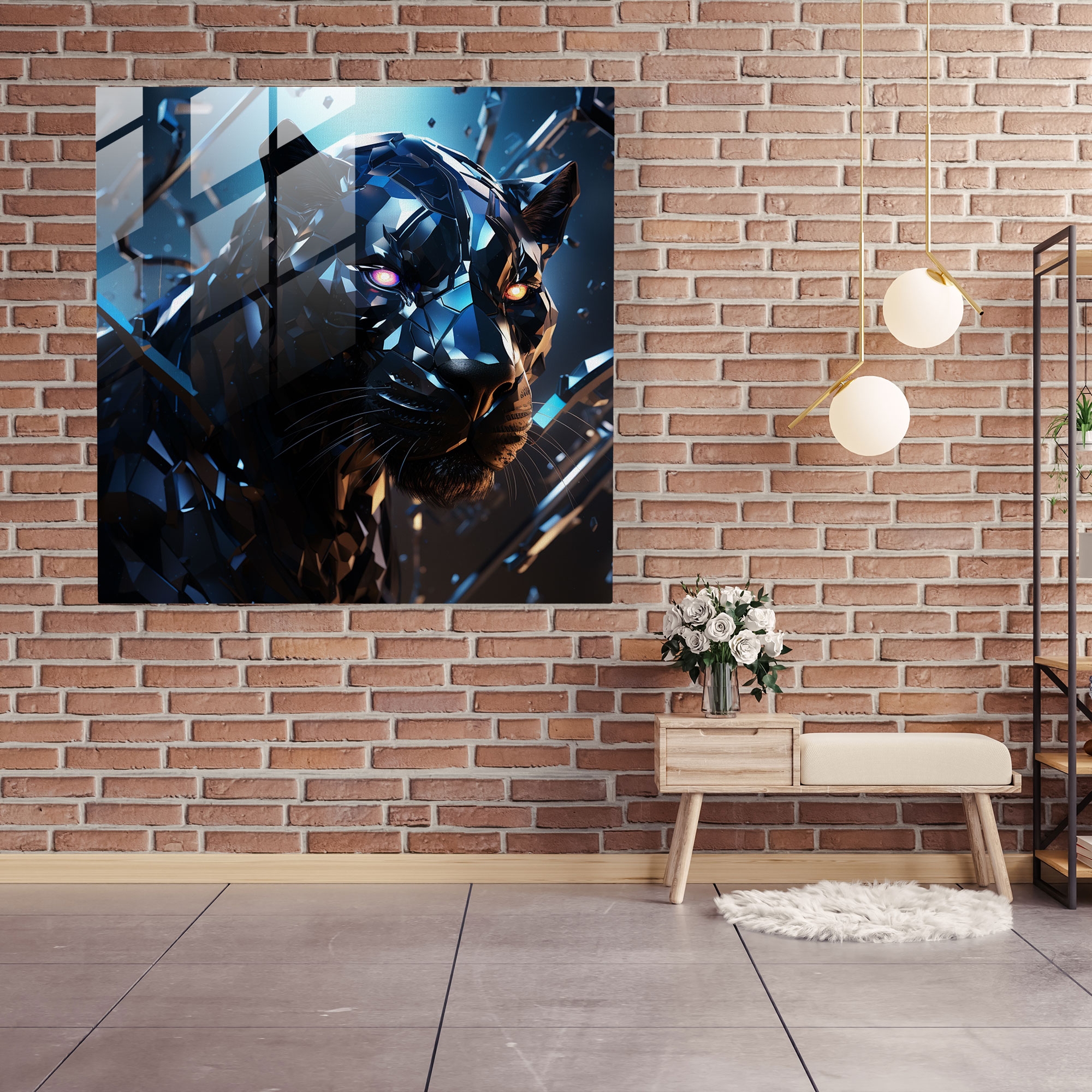Sci-Fi Splendor Black Panther Glass Print - Black Panther, Black Panther, Glass Art, Glass Wall Art