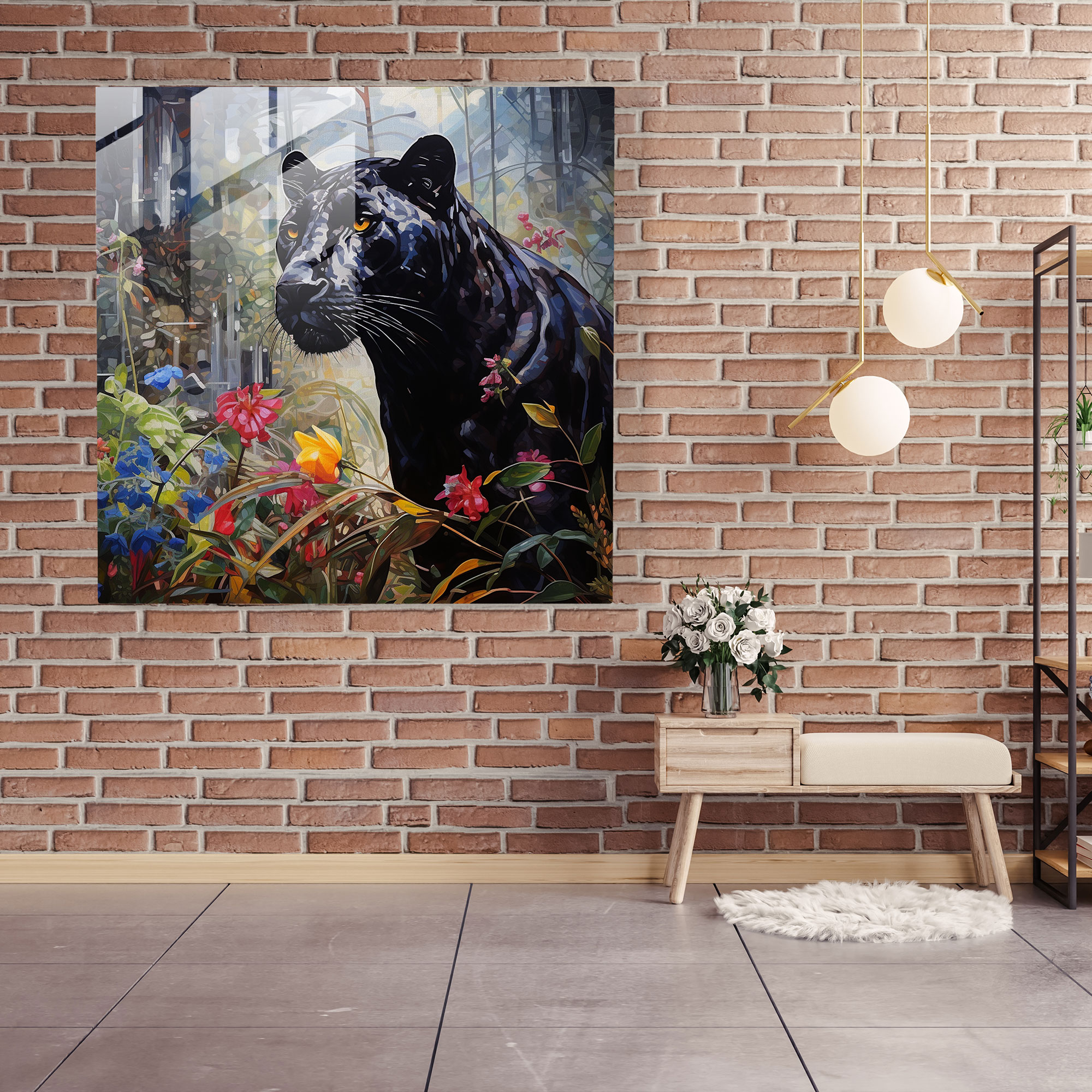 Dreamy Black Panther Glass Print - Black Panther, Black Panther, Glass Print, Modern Art
