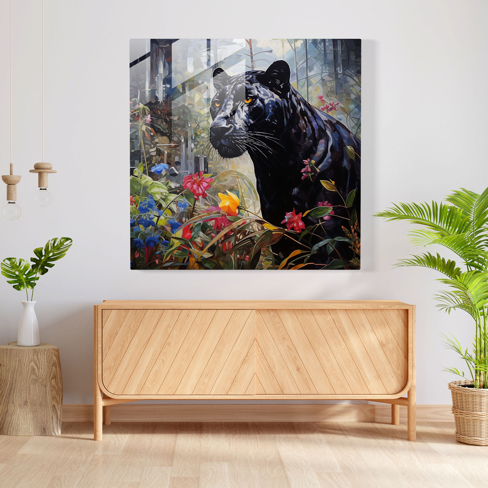 Dreamy Black Panther Glass Print - Black Panther, Black Panther, Glass Print, Modern Art