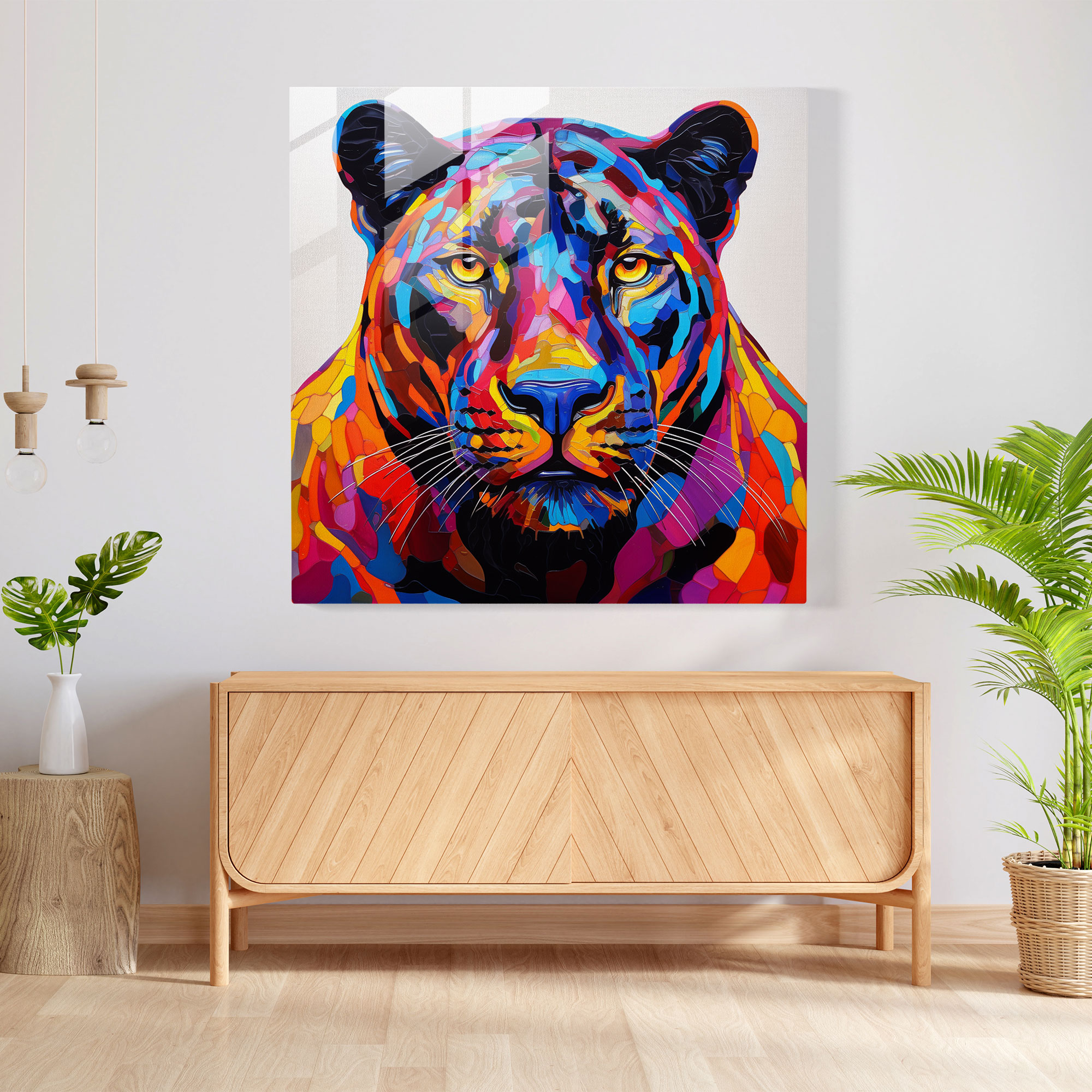 Pop Art Black Panther Glass Print - Black Panther, Modern Art, Glass Wall Art, Home Decoration