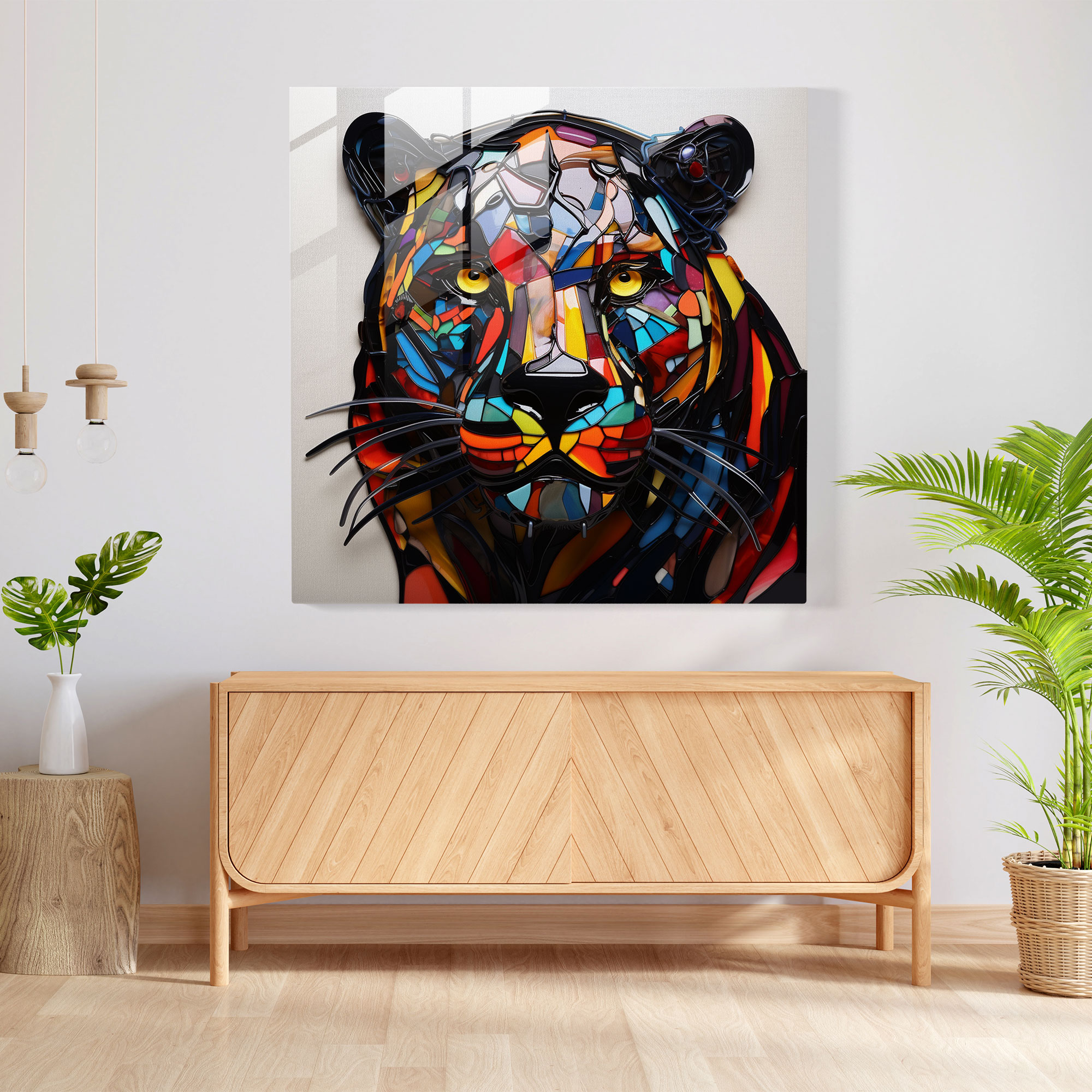 Fusion Black Panther Glass Print - Black Panther, Home Decoration, Modern Art, Glass Wall Art