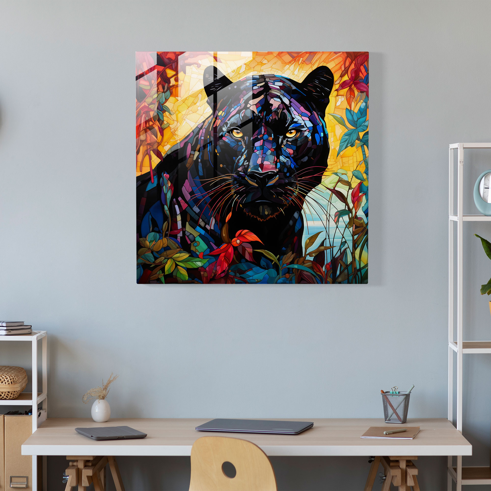 Black Panther Glass Print - Black Panther, Home Decoration, Glass Wall Art, Glass Art