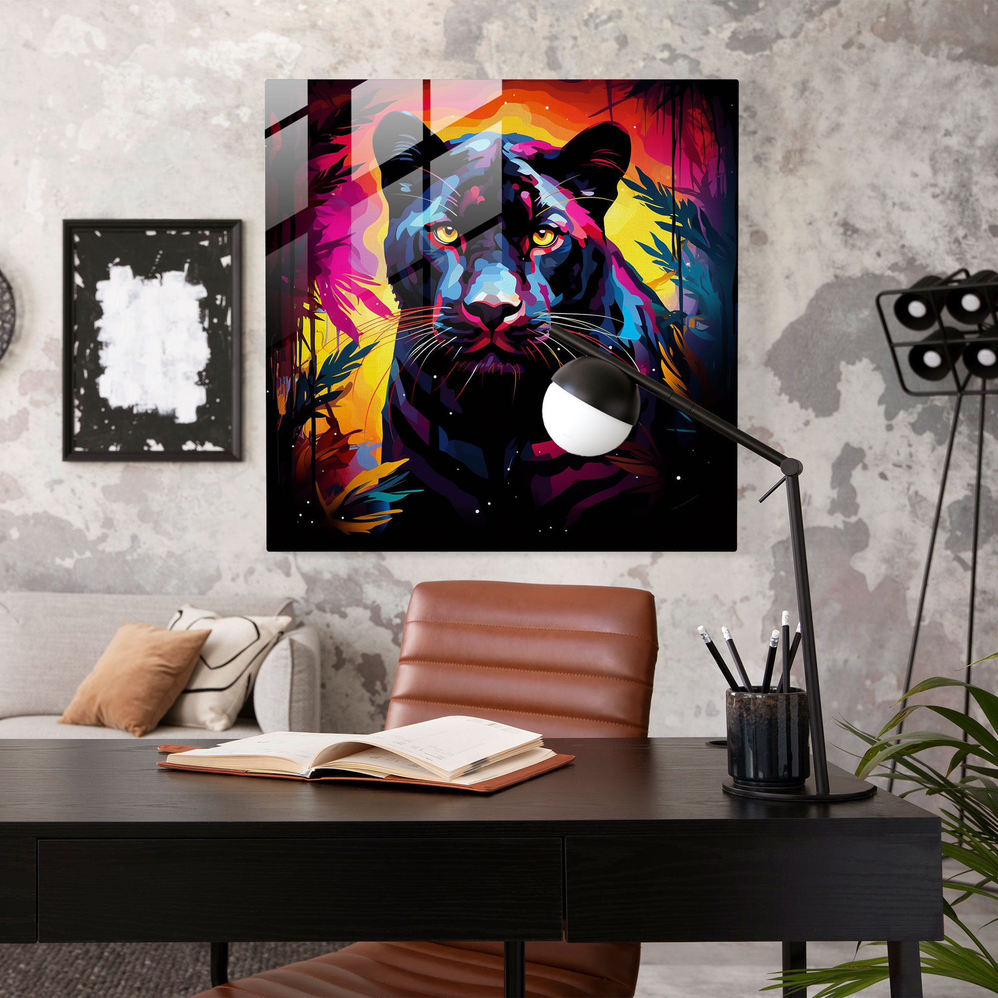 Silhouette Of Strength Black Panther Glass Print - Black Panther, Home Decoration, Wall Decoration, Modern Art