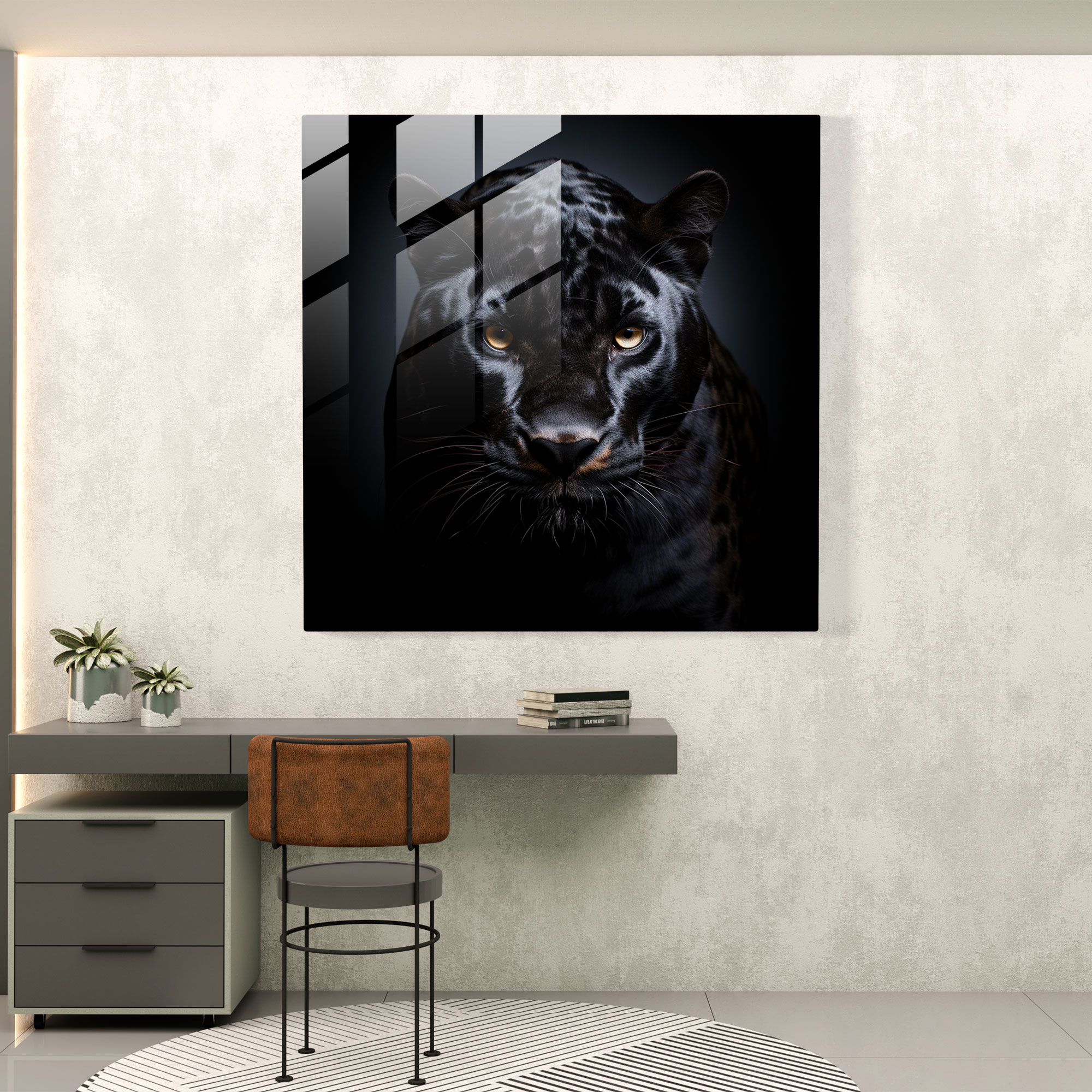 Fierce Elegance Black Panther Glass Print - Black Panther, Home Decoration, Glass Print, Glass Wall Art