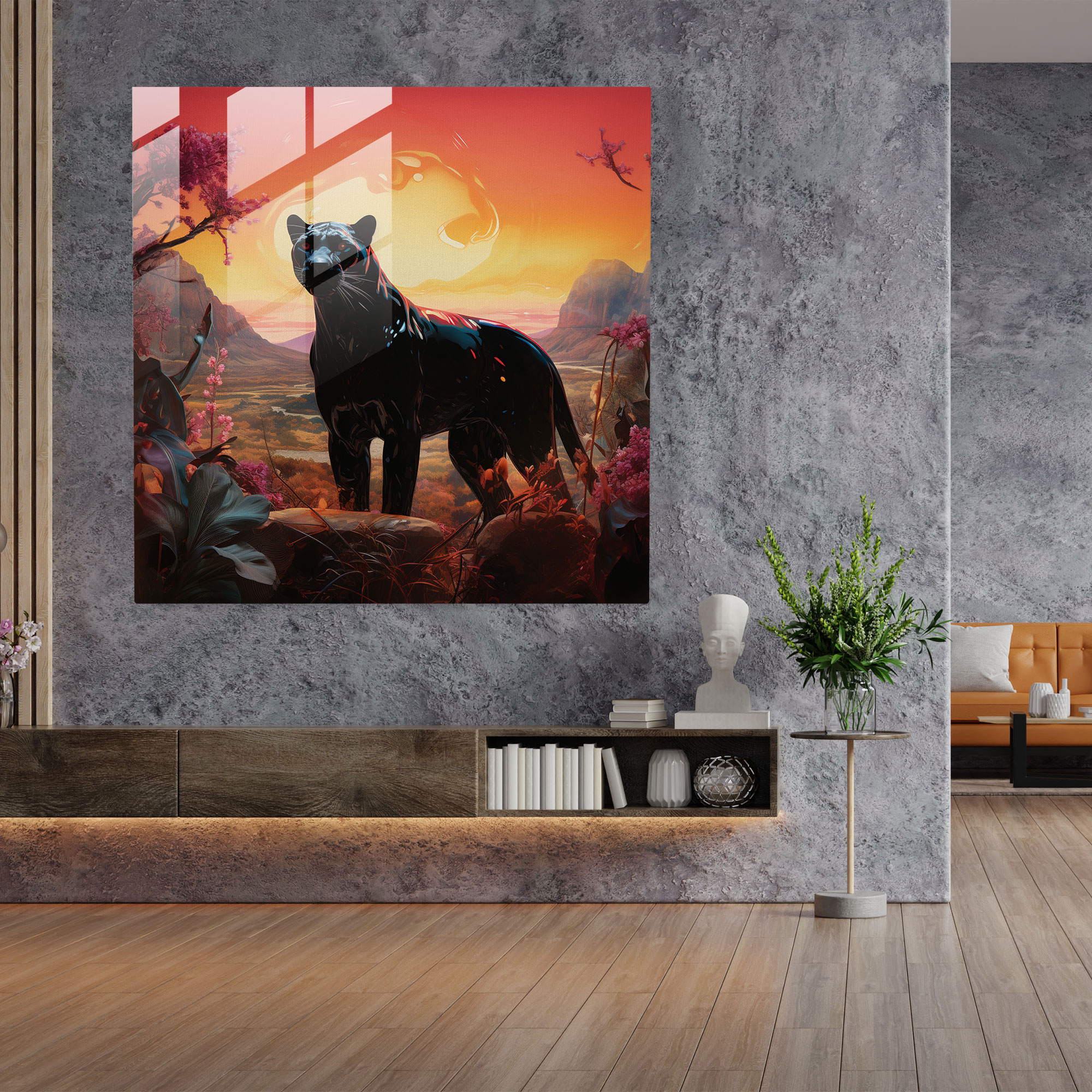 Surreal Panther Glass Print - Black Panther, Wall Decoration, Home Decoration, Glass Print