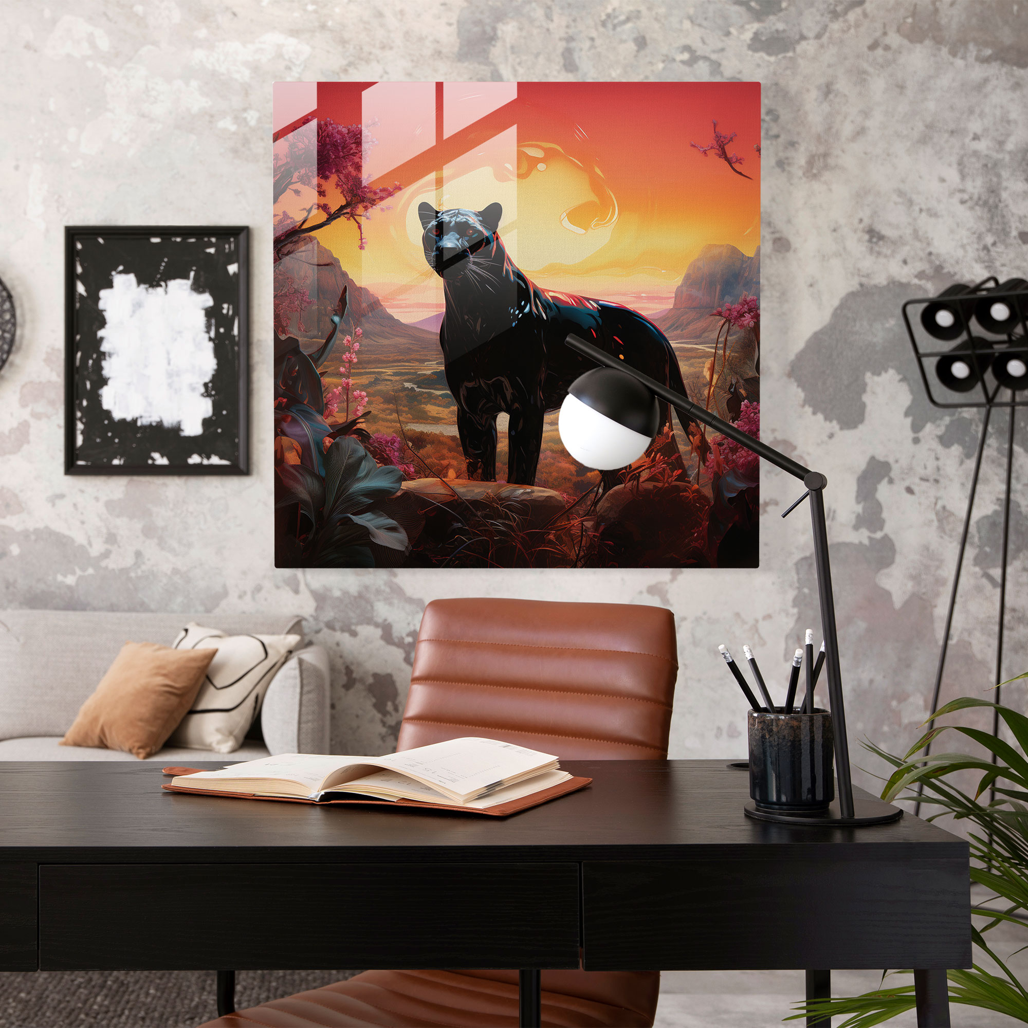 Surreal Panther Glass Print - Black Panther, Wall Decoration, Home Decoration, Glass Print