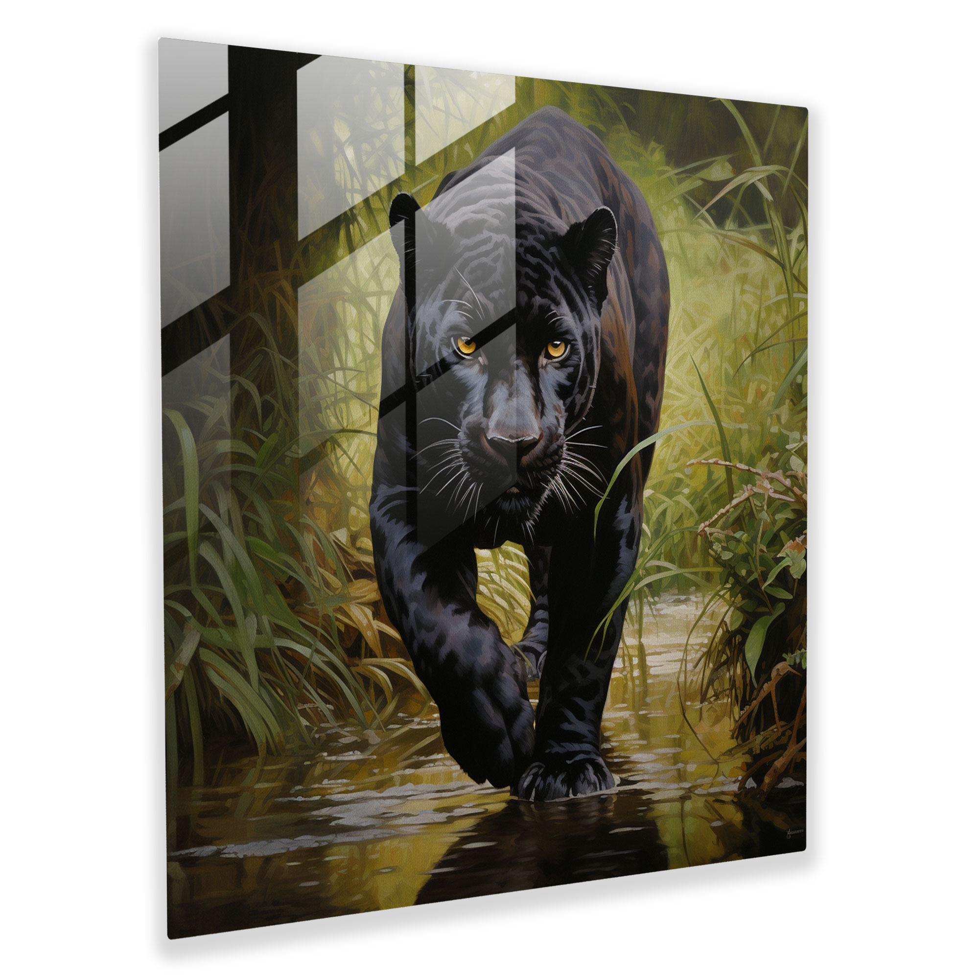 Natural Habitat Black Panther Glass Wall Art - Black Panther, Glass Print, Glass Wall Art, Magnificence
