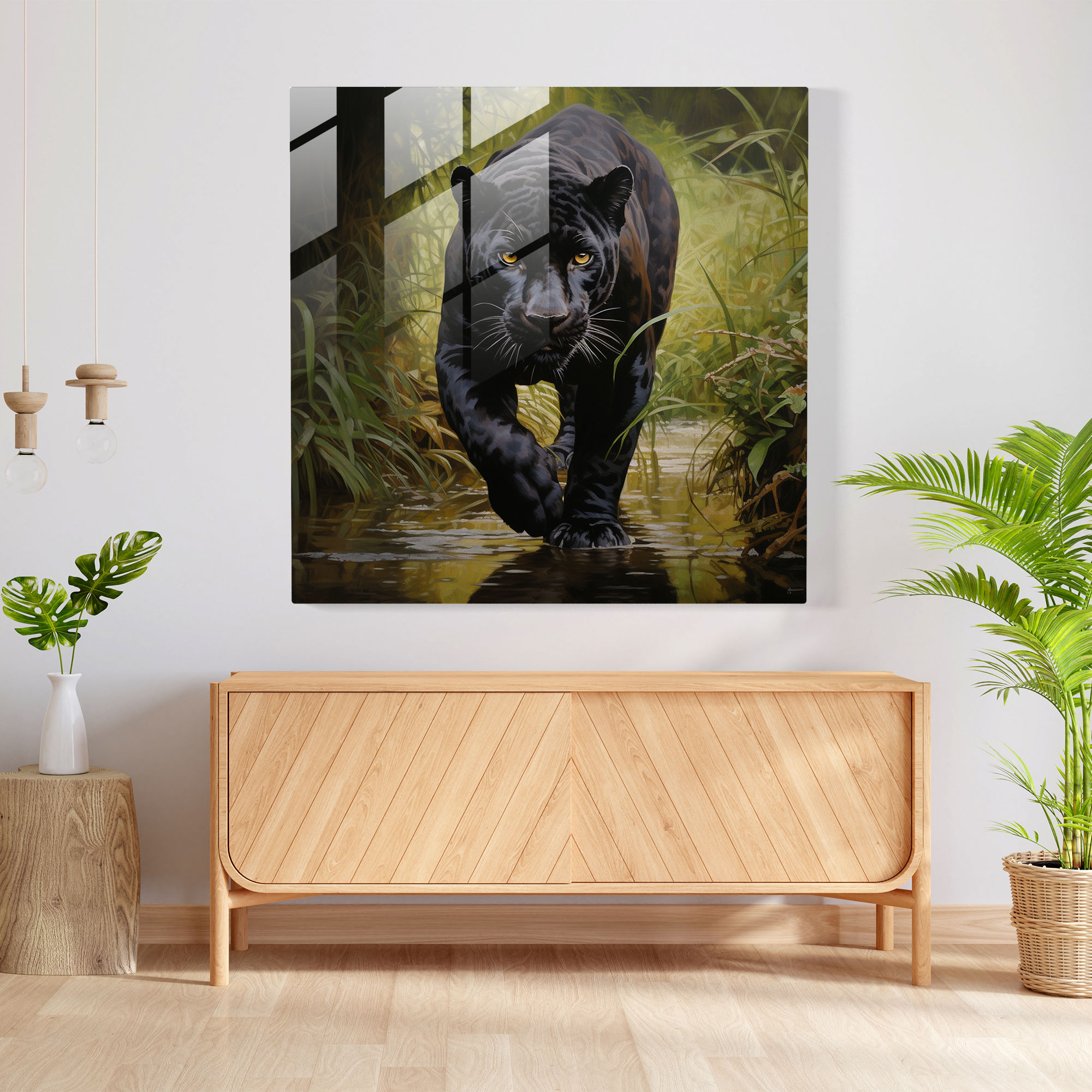 Natural Habitat Black Panther Glass Wall Art - Black Panther, Glass Print, Glass Wall Art, Magnificence