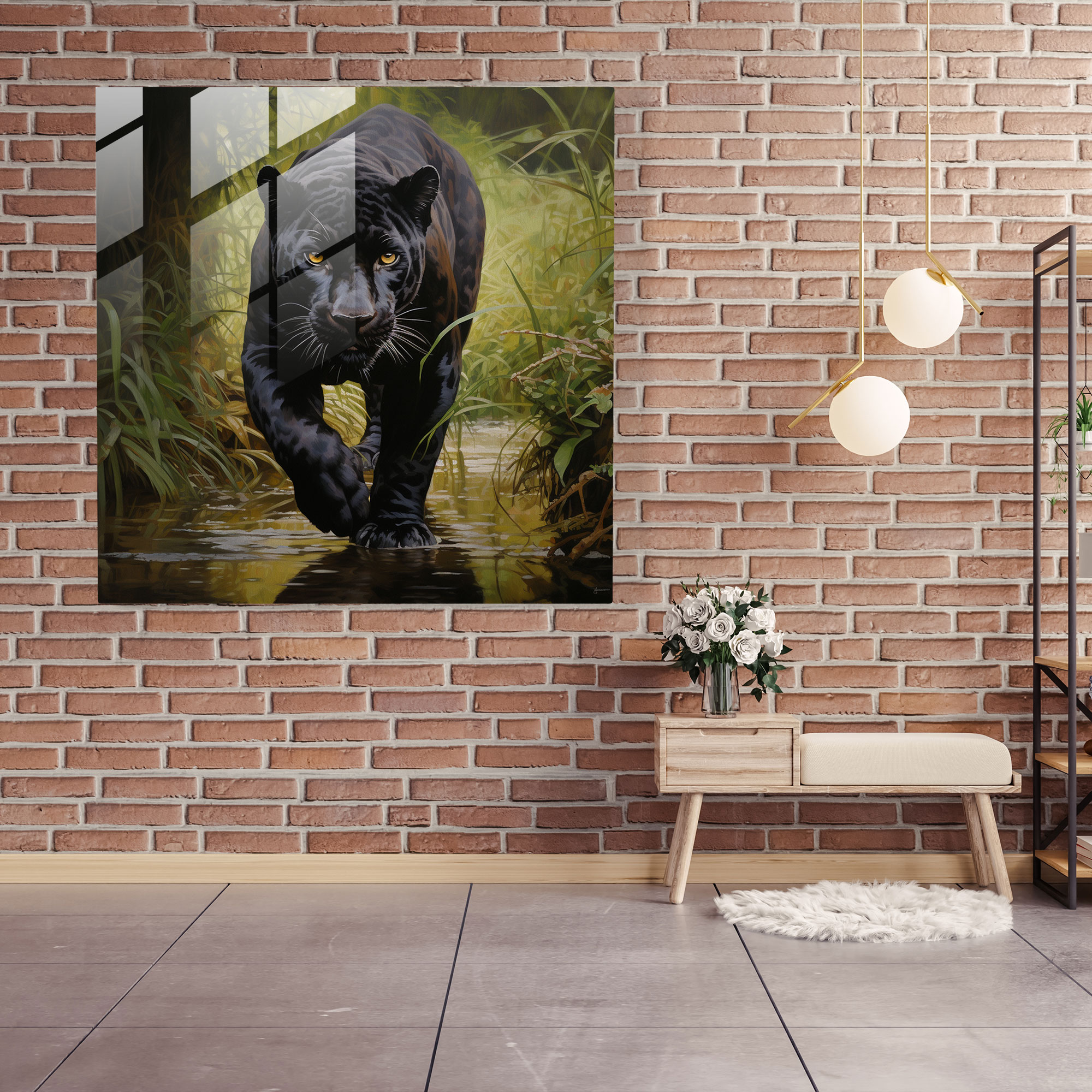 Natural Habitat Black Panther Glass Wall Art - Black Panther, Glass Print, Glass Wall Art, Magnificence