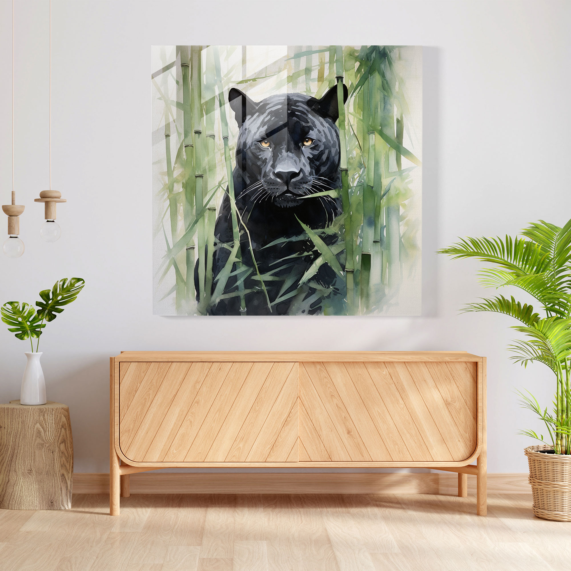 Tranquil Panther Glass Print - Black Panther, Glass Art, Glass Wall Art, Modern Art