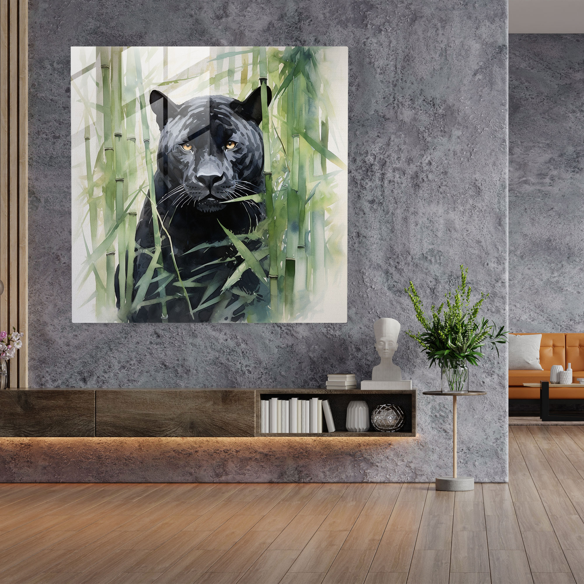 Tranquil Panther Glass Print - Black Panther, Glass Art, Glass Wall Art, Modern Art