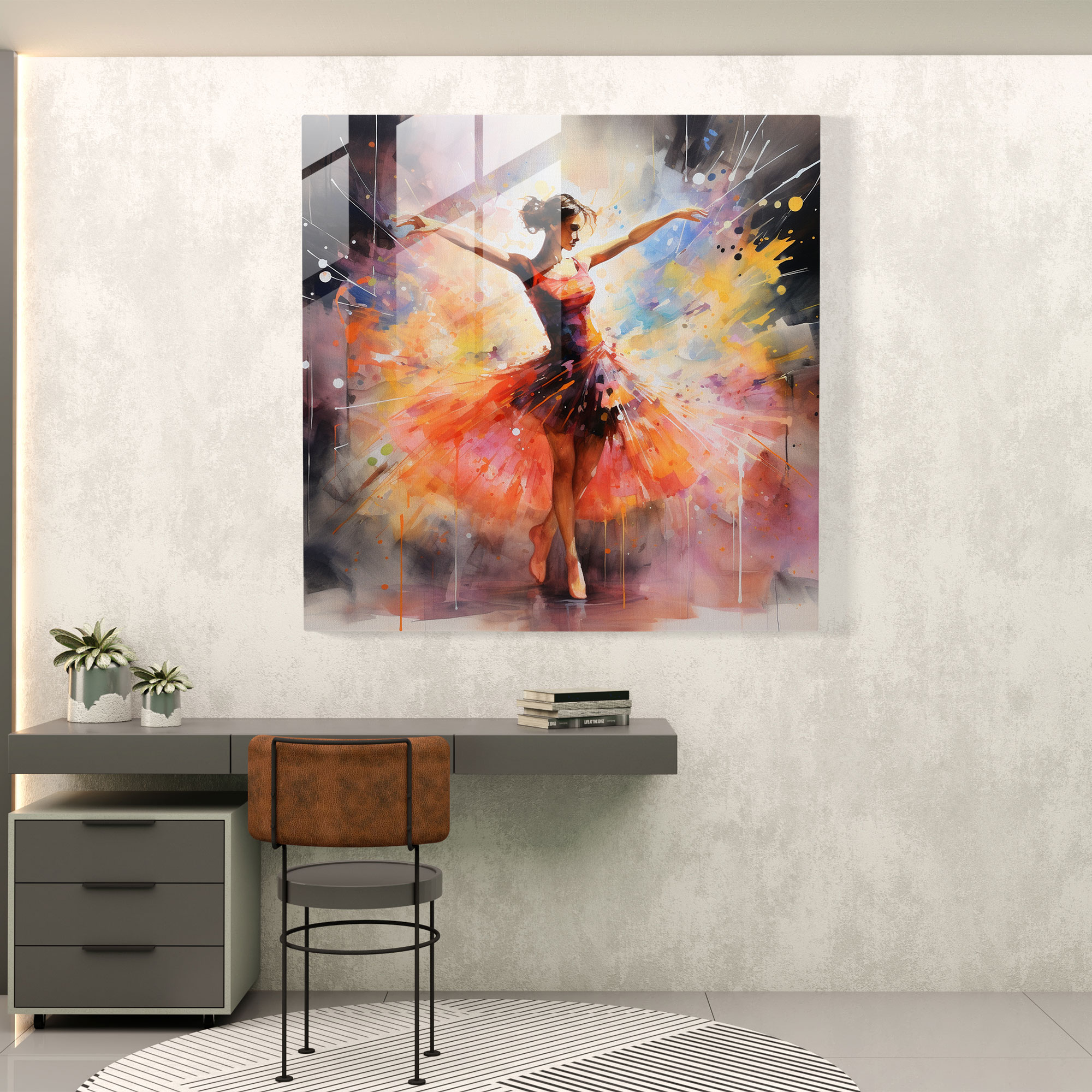 Ballerina Dreams Glass Print - Ballerina, Stage, Wall Decoration, Home Decoration