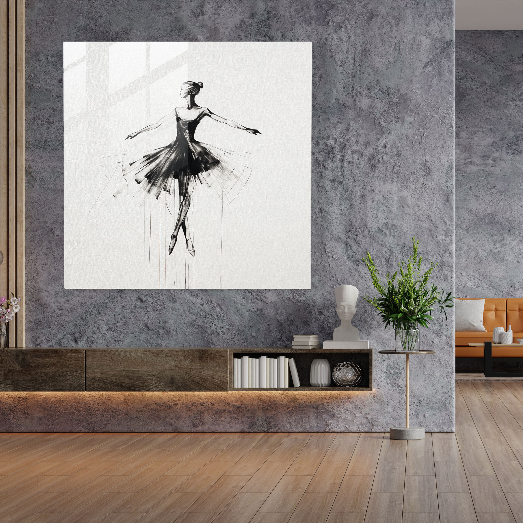 Ballerina Essence Glass Print - Ballerina, Glass Wall Art, Minimalist, Home Decoration