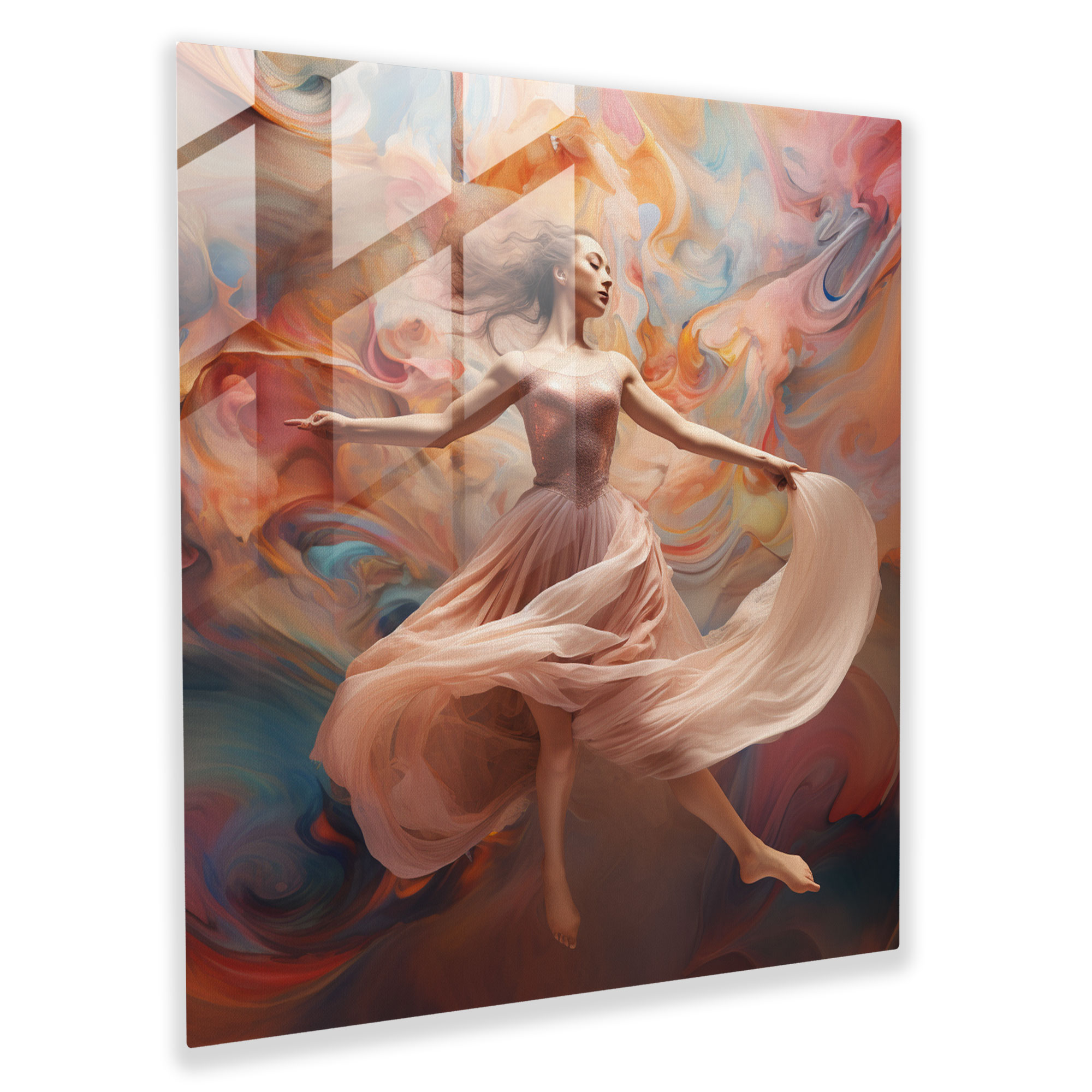 Ballerina Serenity Glass Print - Ballerina, Glass Wall Art, Digital Art, Wall Decoration