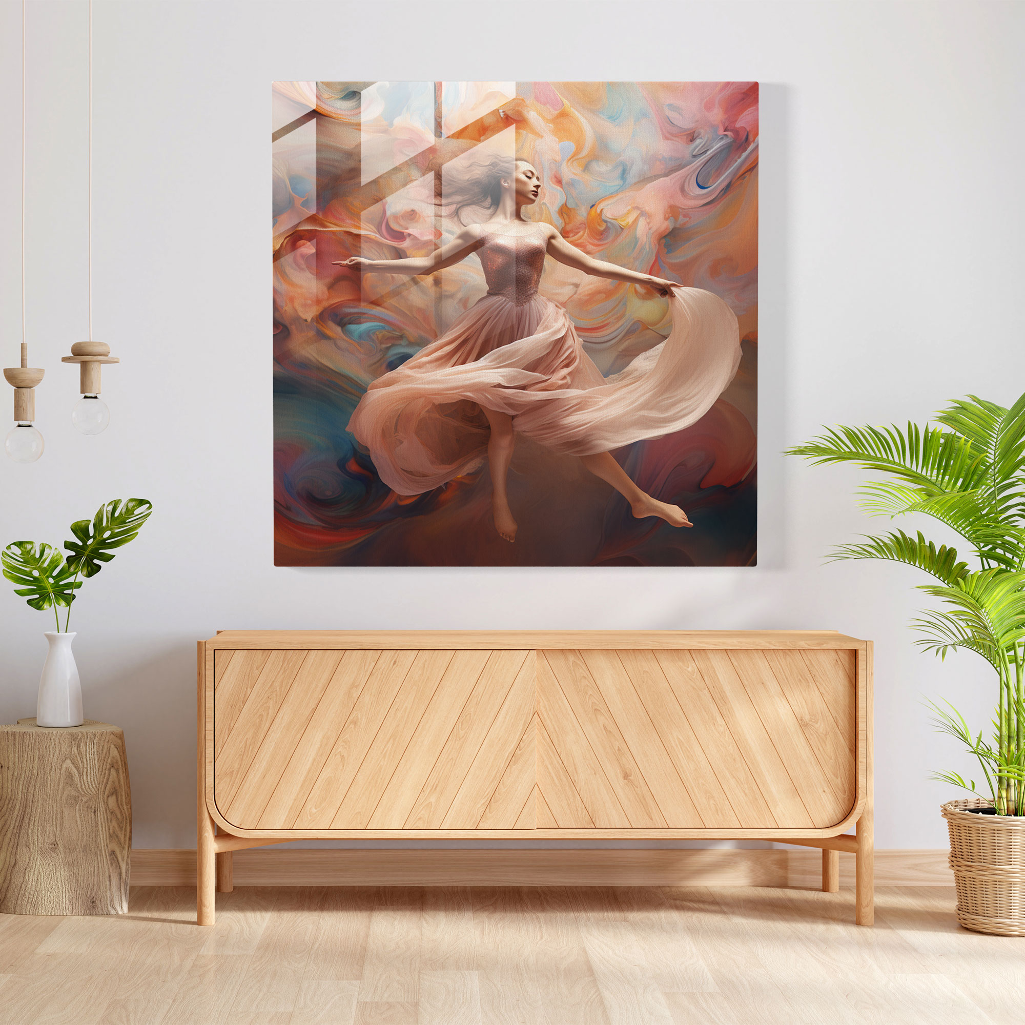 Ballerina Serenity Glass Print - Ballerina, Glass Wall Art, Digital Art, Wall Decoration
