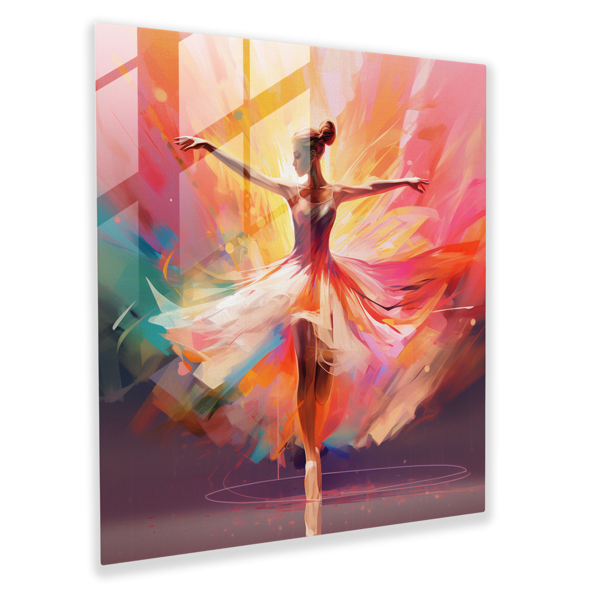 Vibrant Ballerina Glass Print - Ballerina, Modern Art, Vibrant, Home Decoration