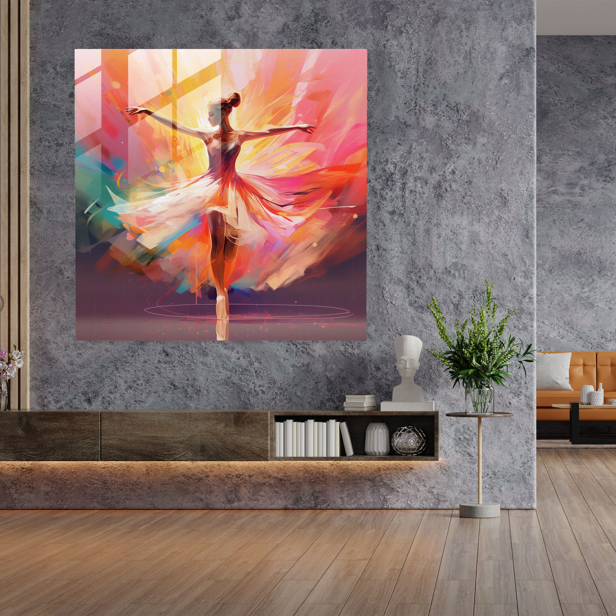 Vibrant Ballerina Glass Print - Ballerina, Modern Art, Vibrant, Home Decoration