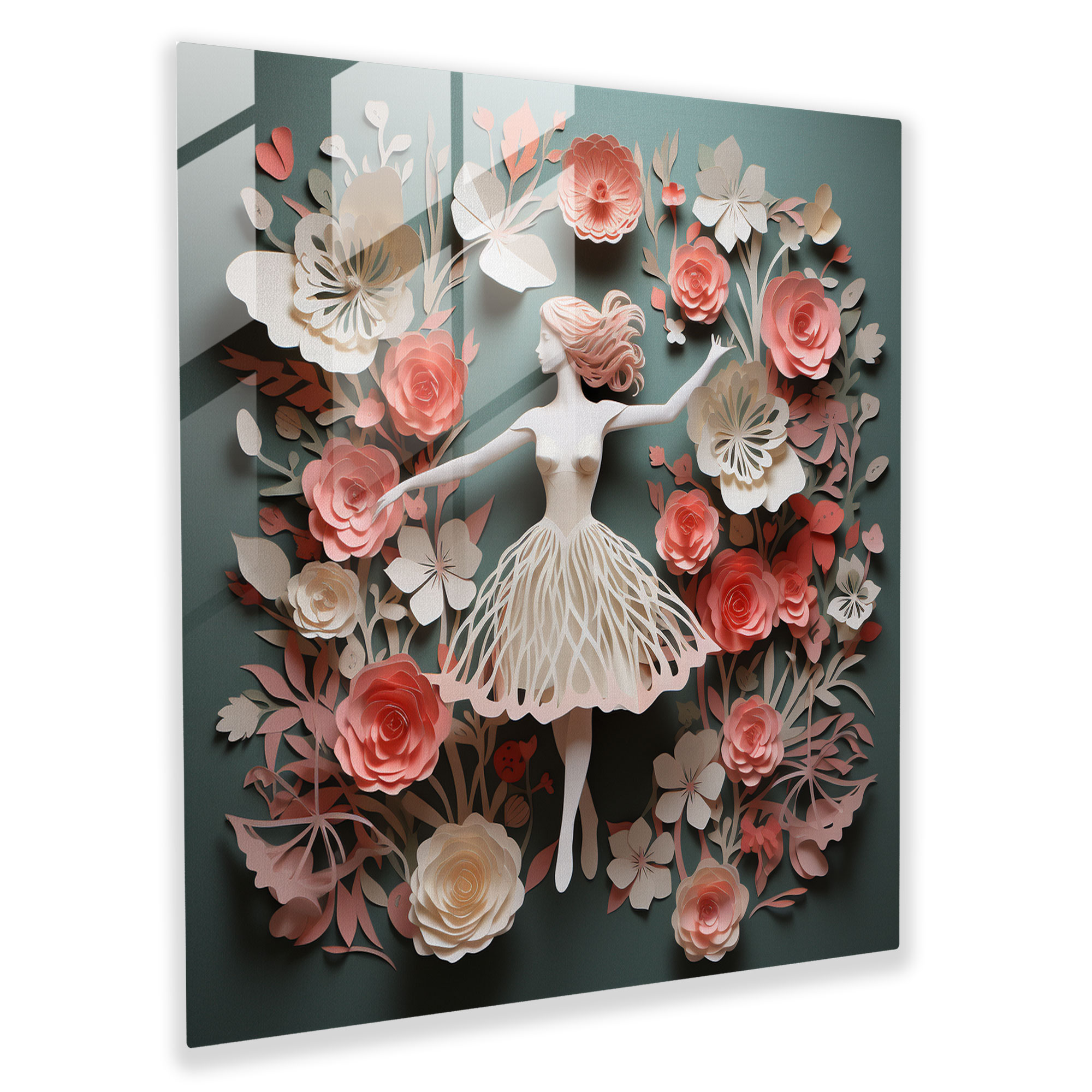 Whimsical Ballerina Glass Print - Ballerina, Modern Art, Glass Wall Art, Flowers